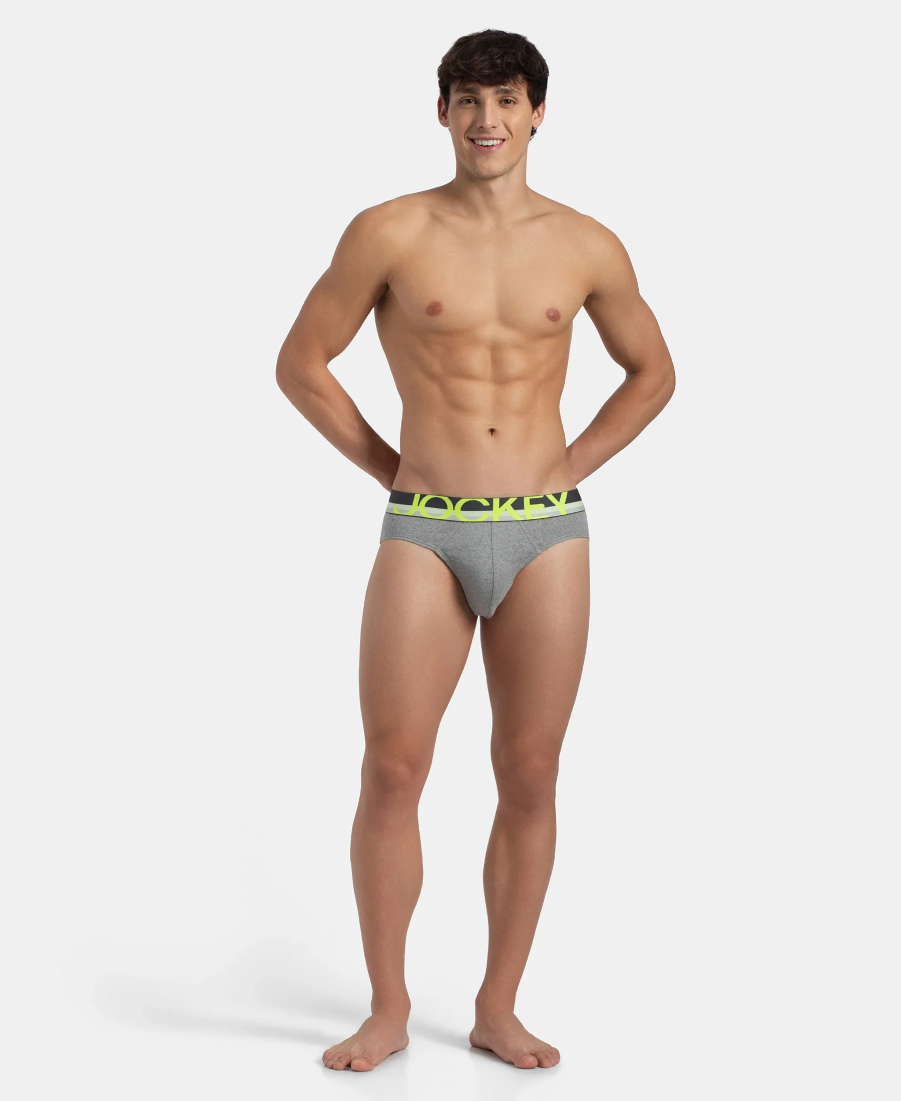 Super Combed Cotton Rib Solid Brief with Ultrasoft Waistband - Grey - Image 4