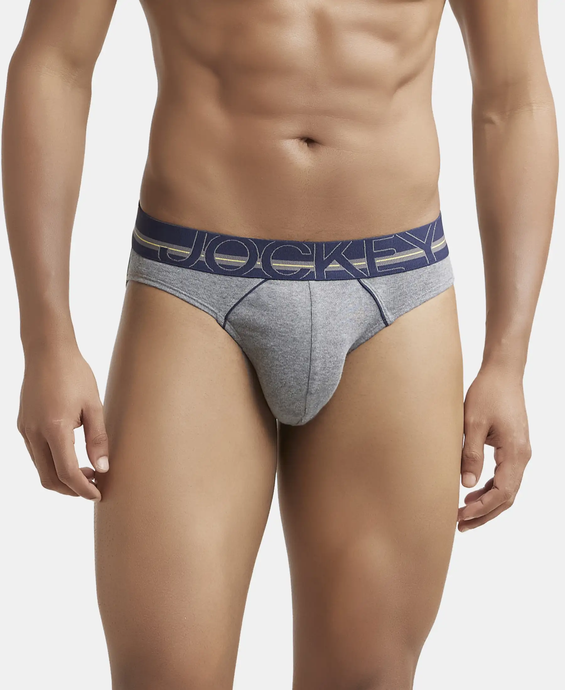 Super Combed Cotton Rib Solid Brief with Ultrasoft Waistband - Mid Grey Melange