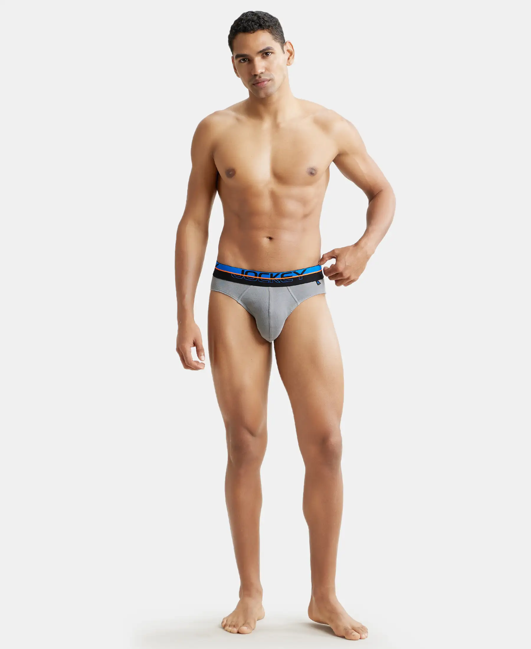 Super Combed Cotton Rib Solid Brief with Ultrasoft Waistband  - Monument - Image 4