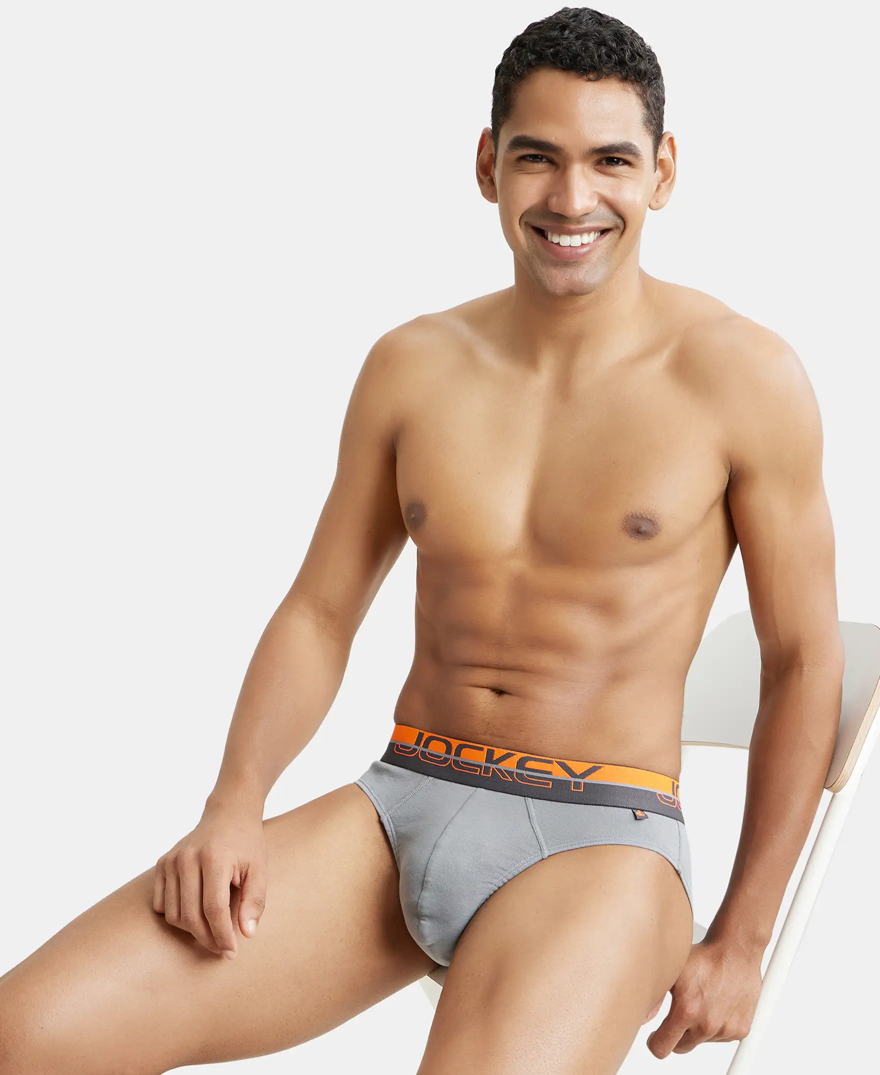 Super Combed Cotton Rib Solid Brief with Ultrasoft Waistband  - Monument (Pack of 2) - Image 15