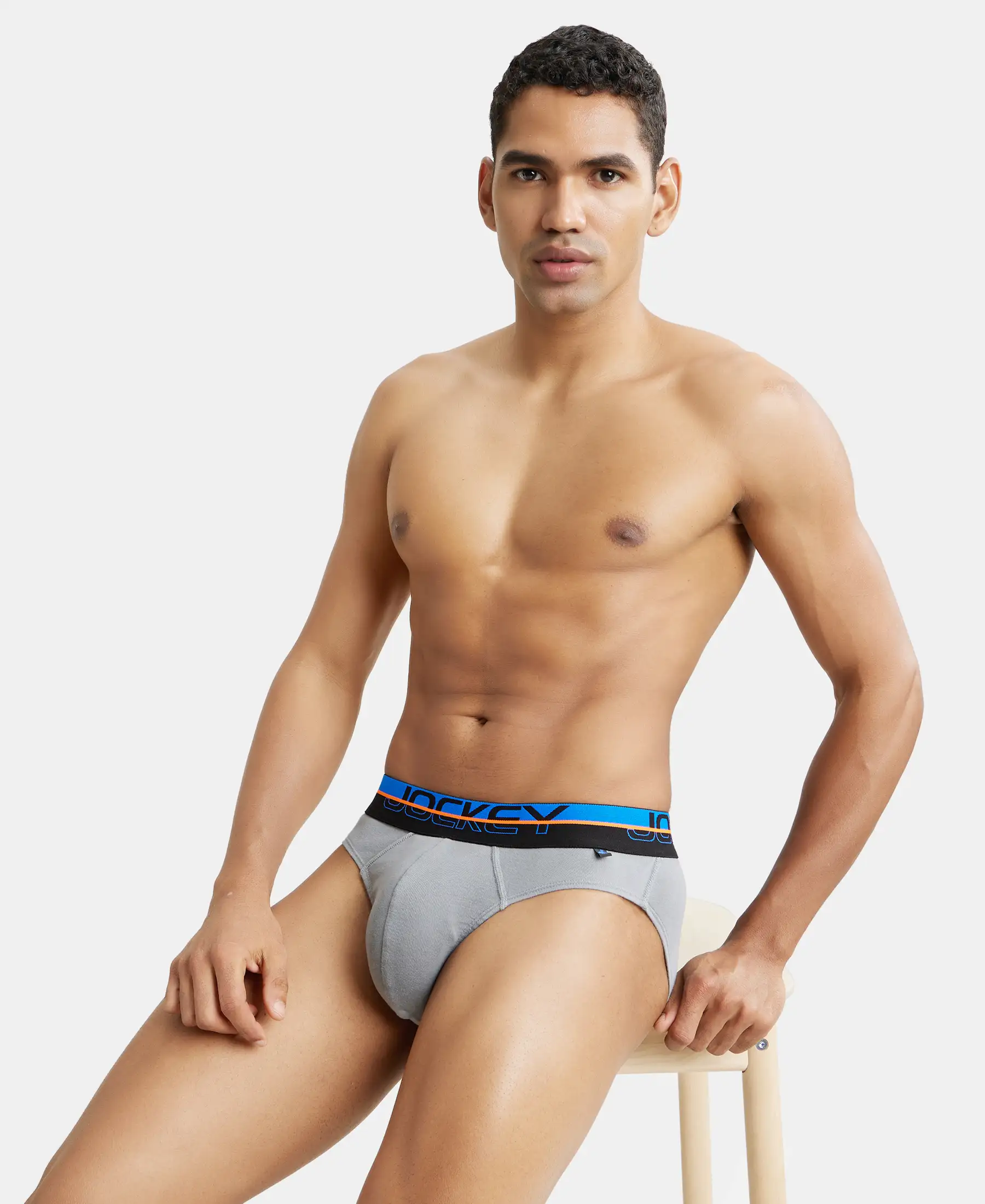 Super Combed Cotton Rib Solid Brief with Ultrasoft Waistband  - Monument (Pack of 2) - Image 8