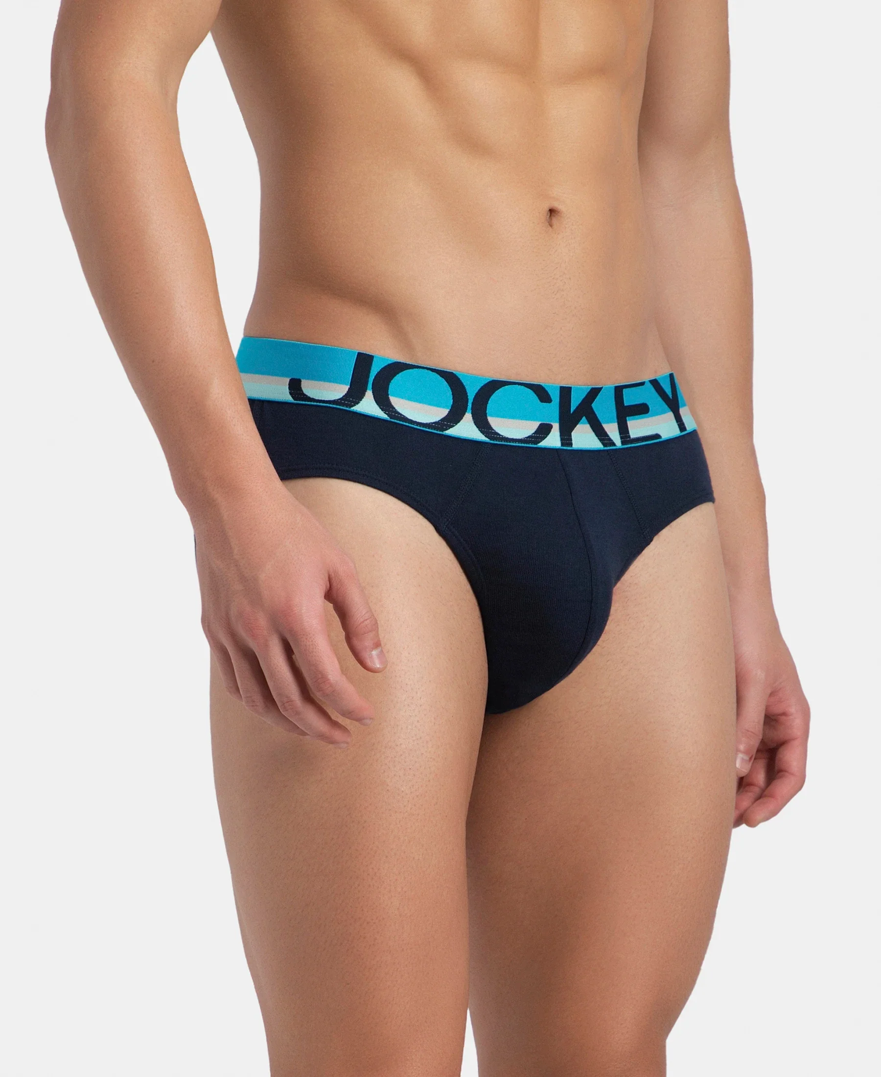 Super Combed Cotton Rib Solid Brief with Ultrasoft Waistband - Navy - Image 2