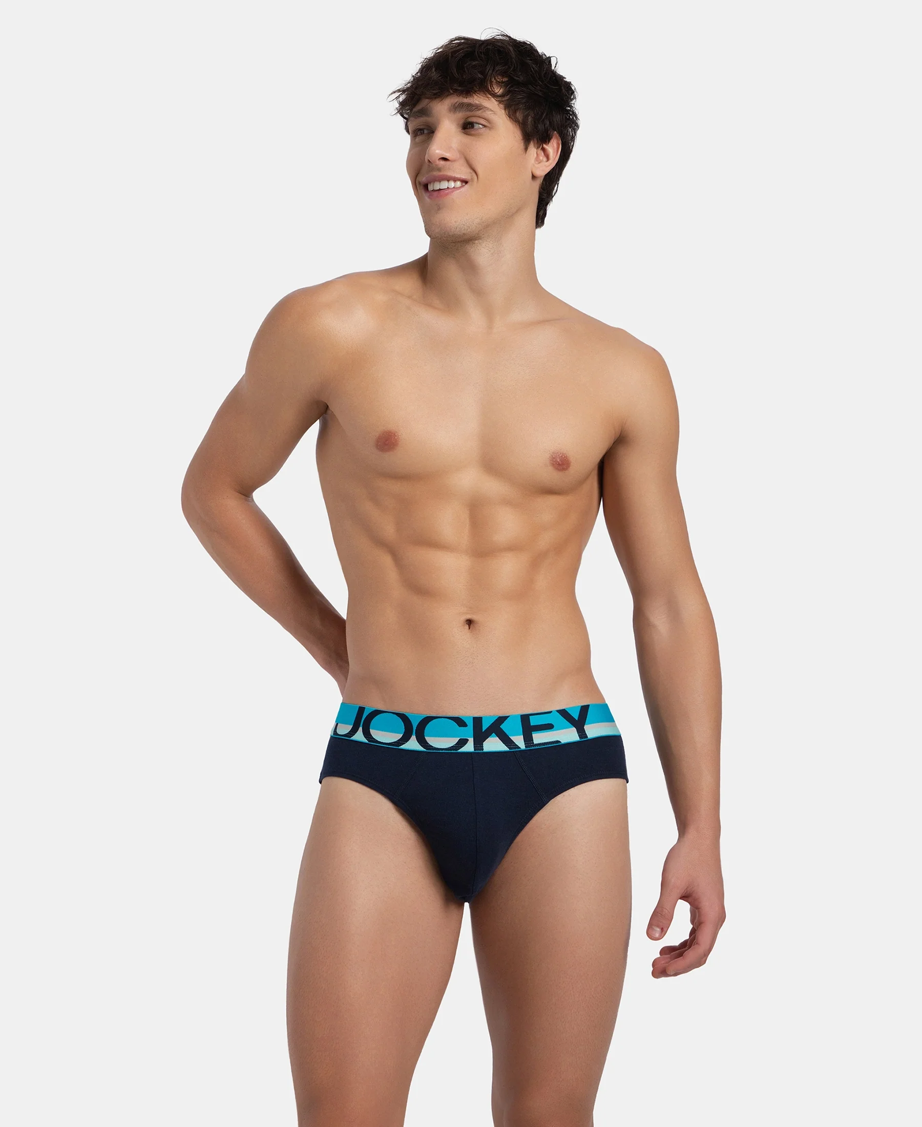 Super Combed Cotton Rib Solid Brief with Ultrasoft Waistband - Navy (Pack of 2) - Image 11