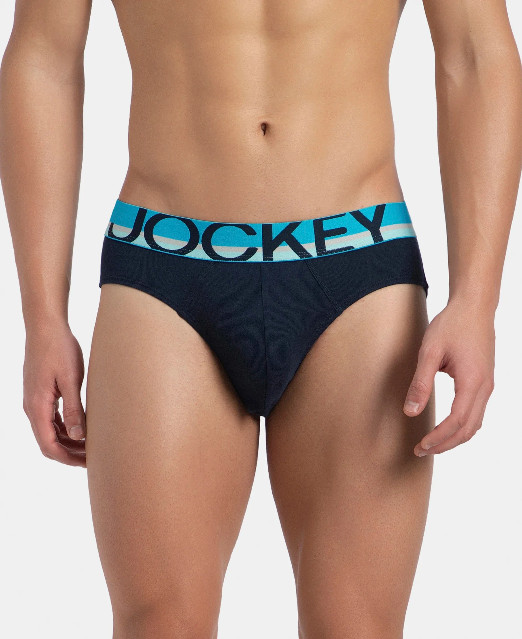 Super Combed Cotton Rib Solid Brief with Ultrasoft Waistband - Navy (Pack of 2) - Image 2