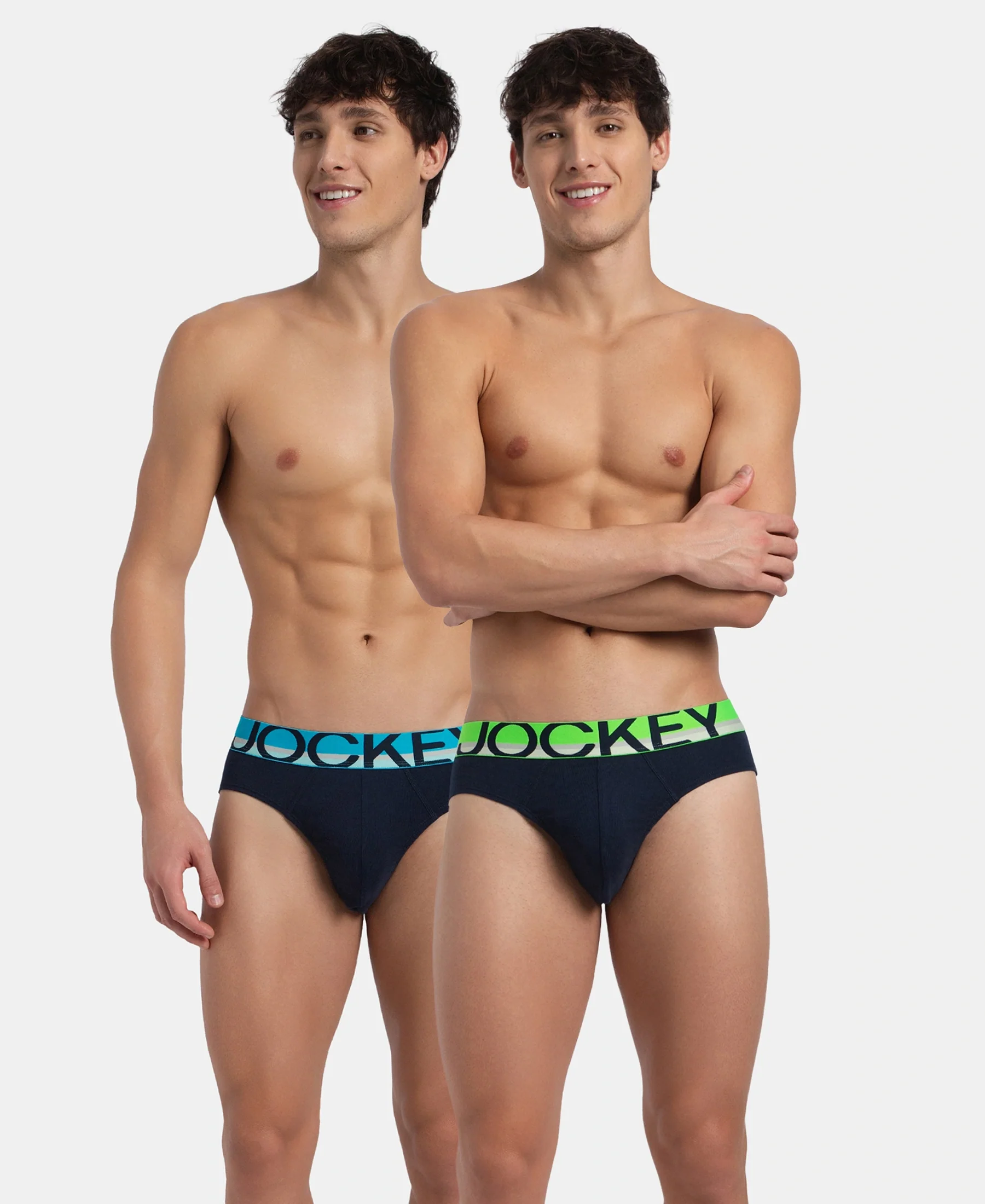 Super Combed Cotton Rib Solid Brief with Ultrasoft Waistband - Navy (Pack of 2) - Image 5