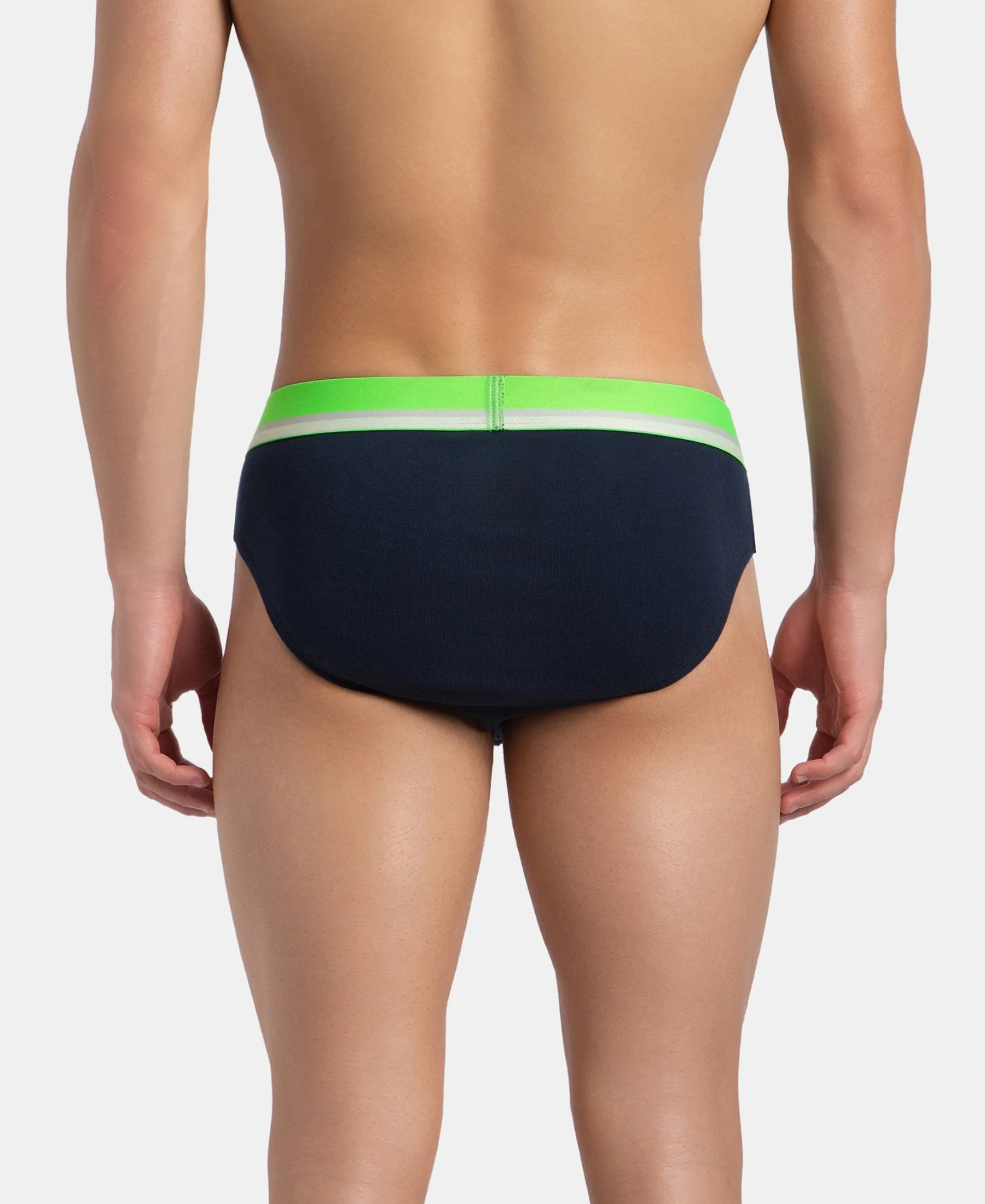 Super Combed Cotton Rib Solid Brief with Ultrasoft Waistband - Navy (Pack of 2) - Image 8