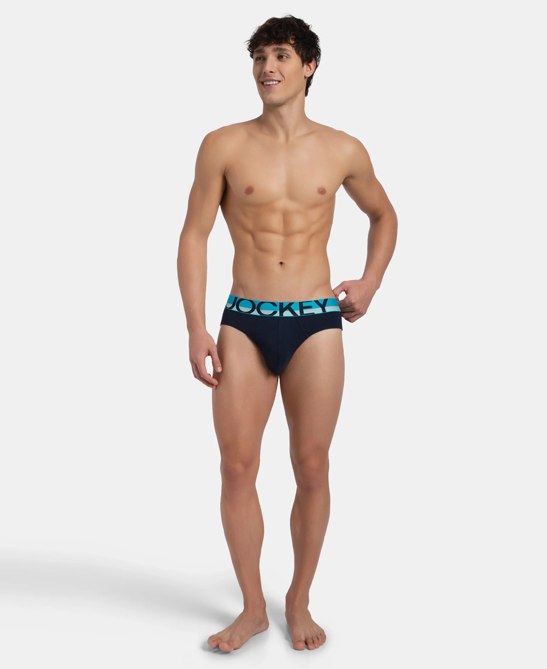 Super Combed Cotton Rib Solid Brief with Ultrasoft Waistband - Navy (Pack of 2) - Image 9