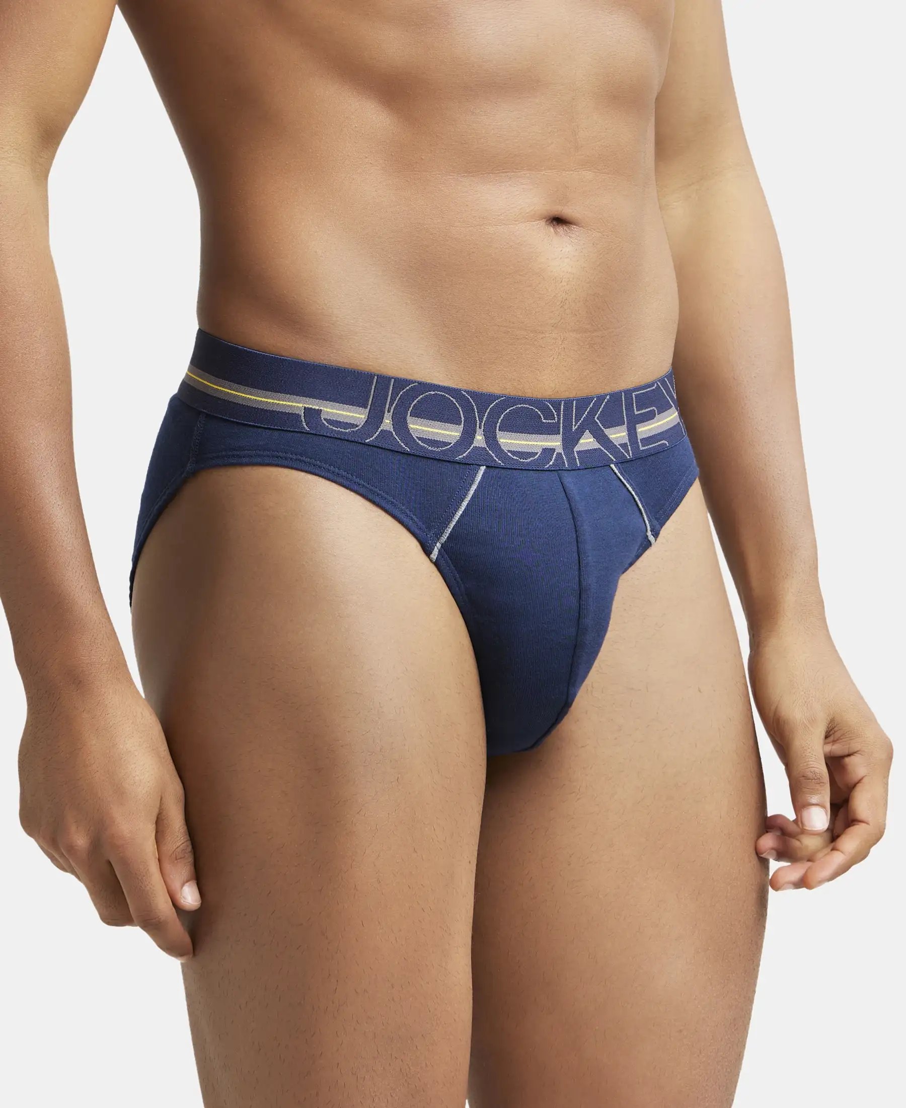 Super Combed Cotton Rib Solid Brief with Ultrasoft Waistband - Navy (Pack of 2) - Image 2