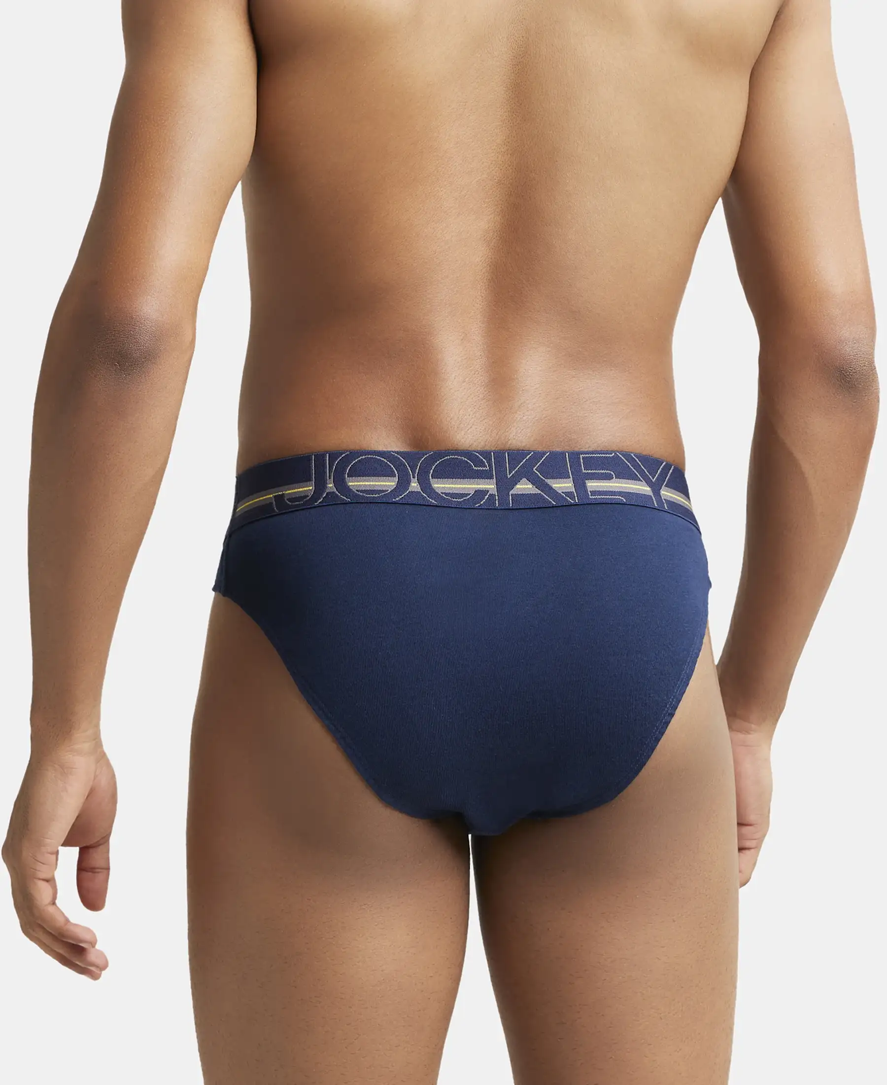 Super Combed Cotton Rib Solid Brief with Ultrasoft Waistband - Navy (Pack of 2) - Image 3