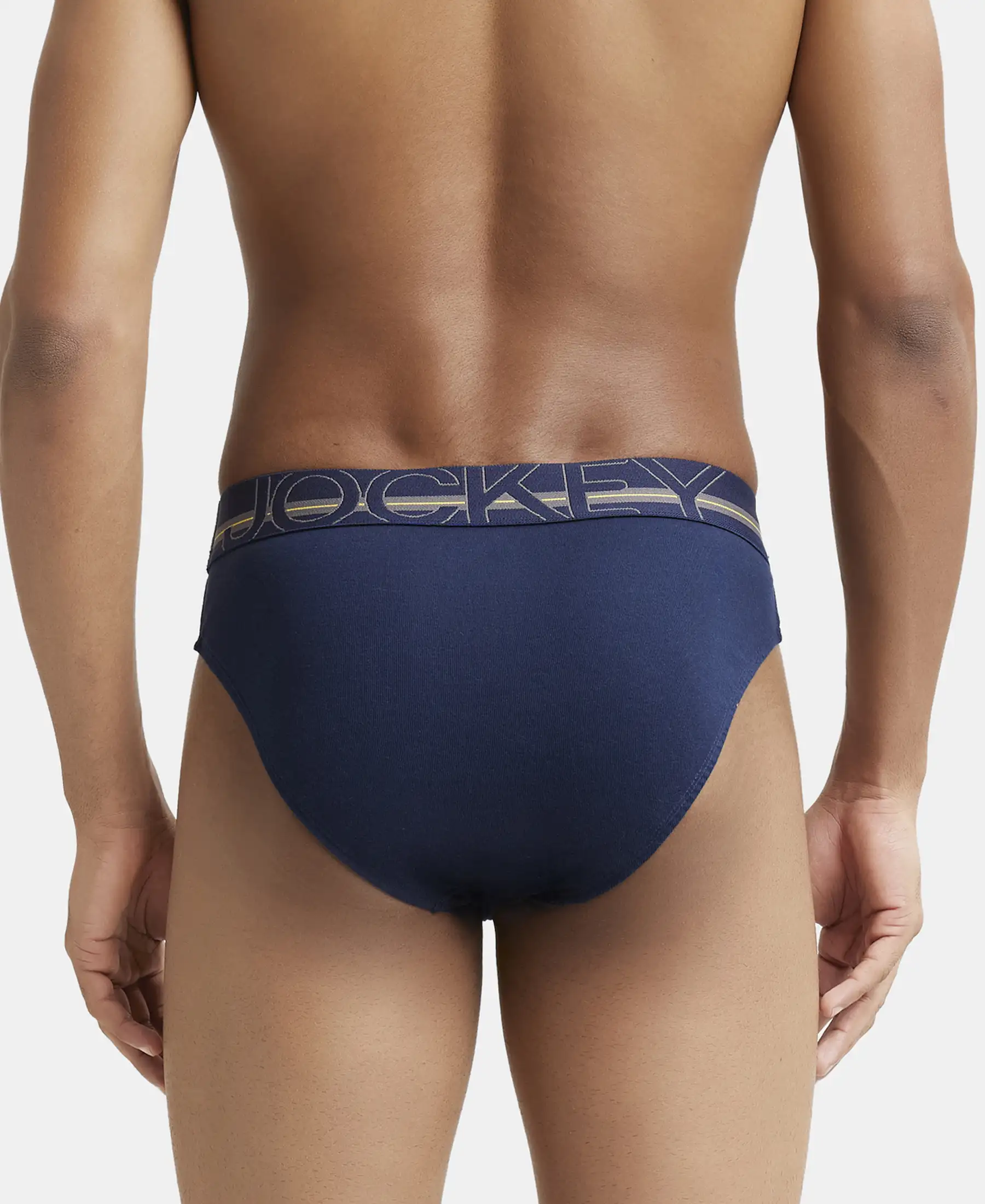 Super Combed Cotton Rib Solid Brief with Ultrasoft Waistband - Navy - Image 3
