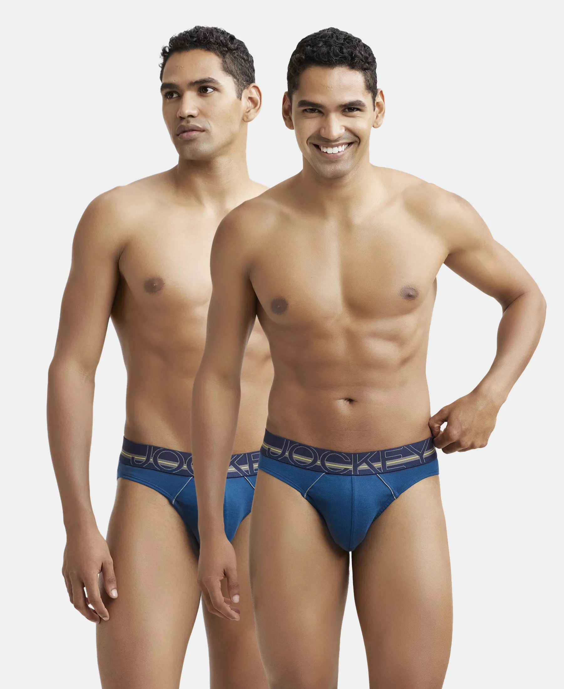 Super Combed Cotton Rib Solid Brief with Ultrasoft Waistband - Poseidon (Pack of 2)