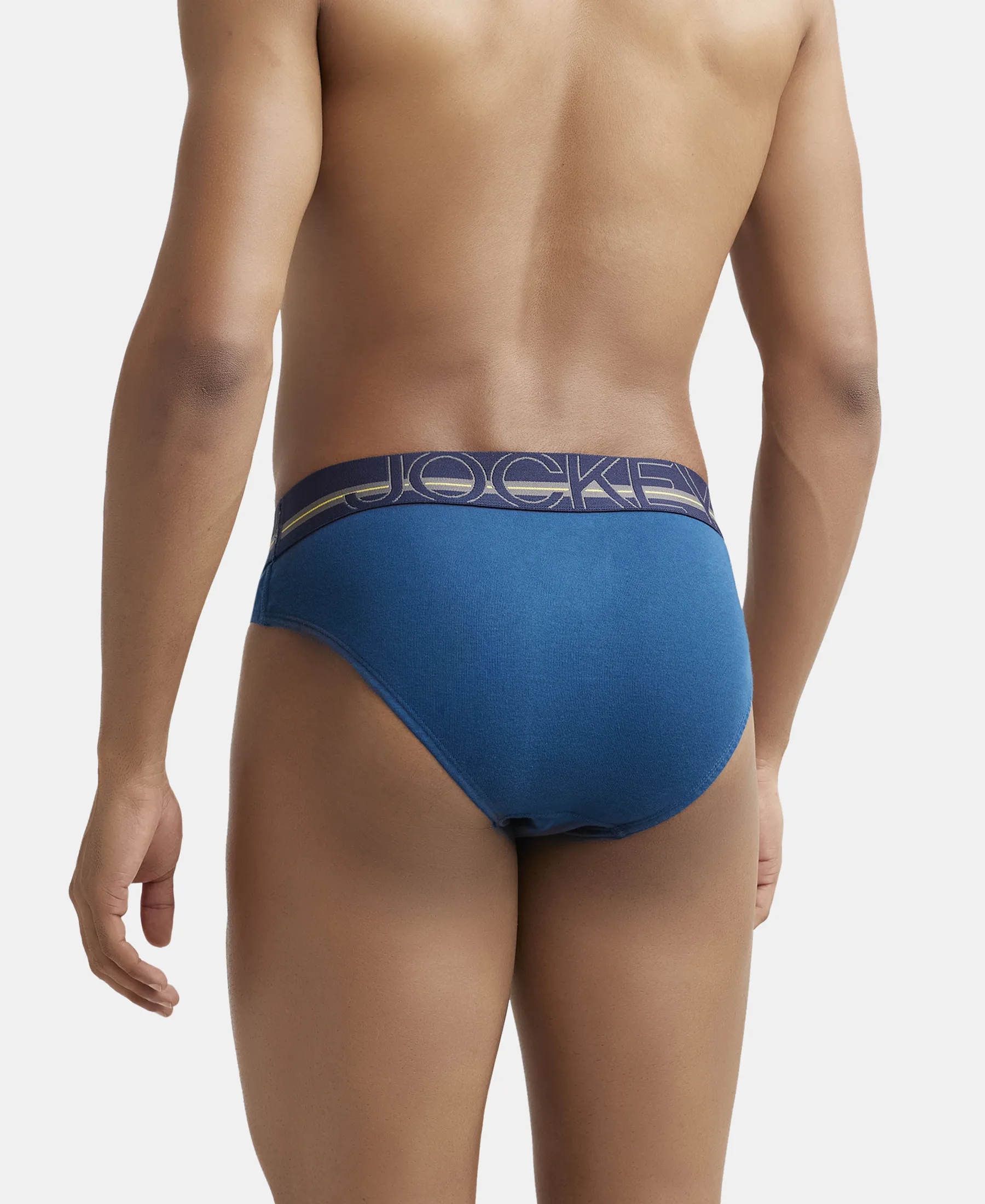 Super Combed Cotton Rib Solid Brief with Ultrasoft Waistband - Poseidon (Pack of 2) - Image 3