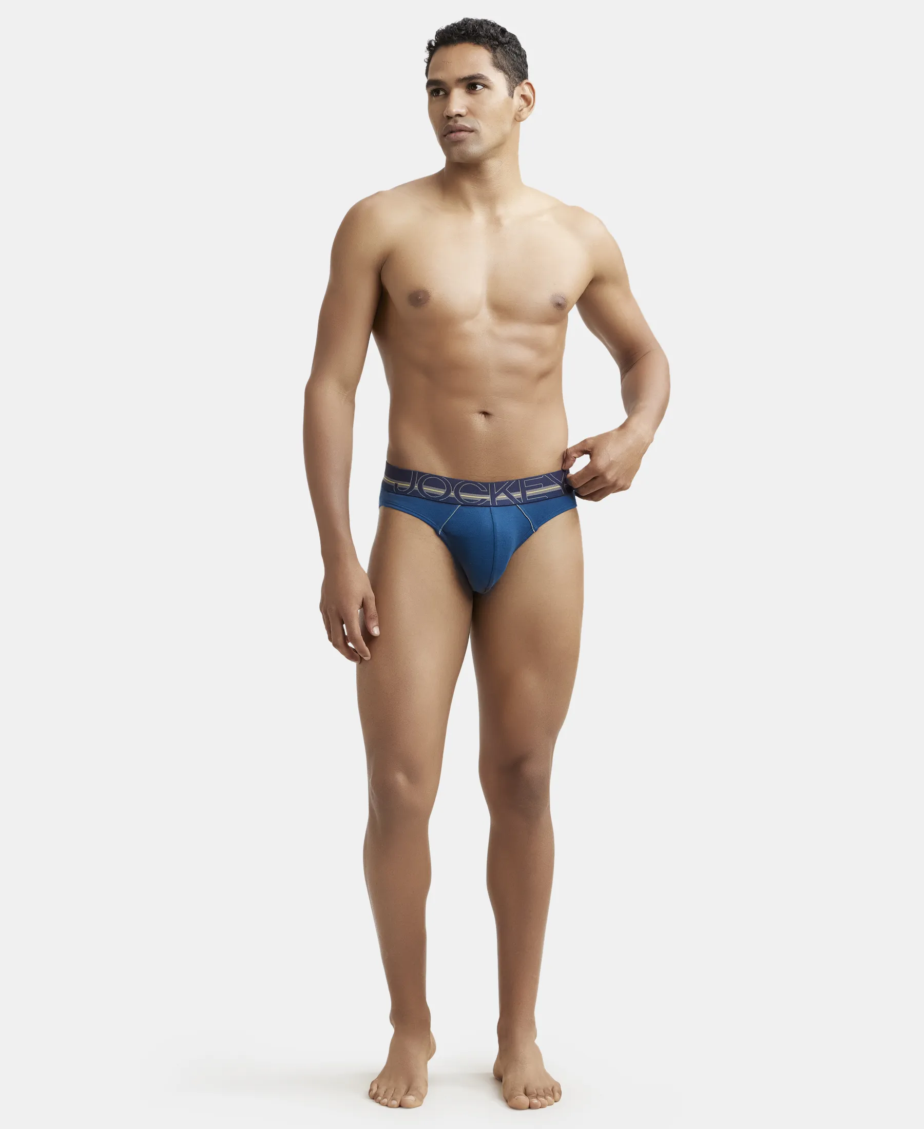 Super Combed Cotton Rib Solid Brief with Ultrasoft Waistband - Poseidon (Pack of 2) - Image 4