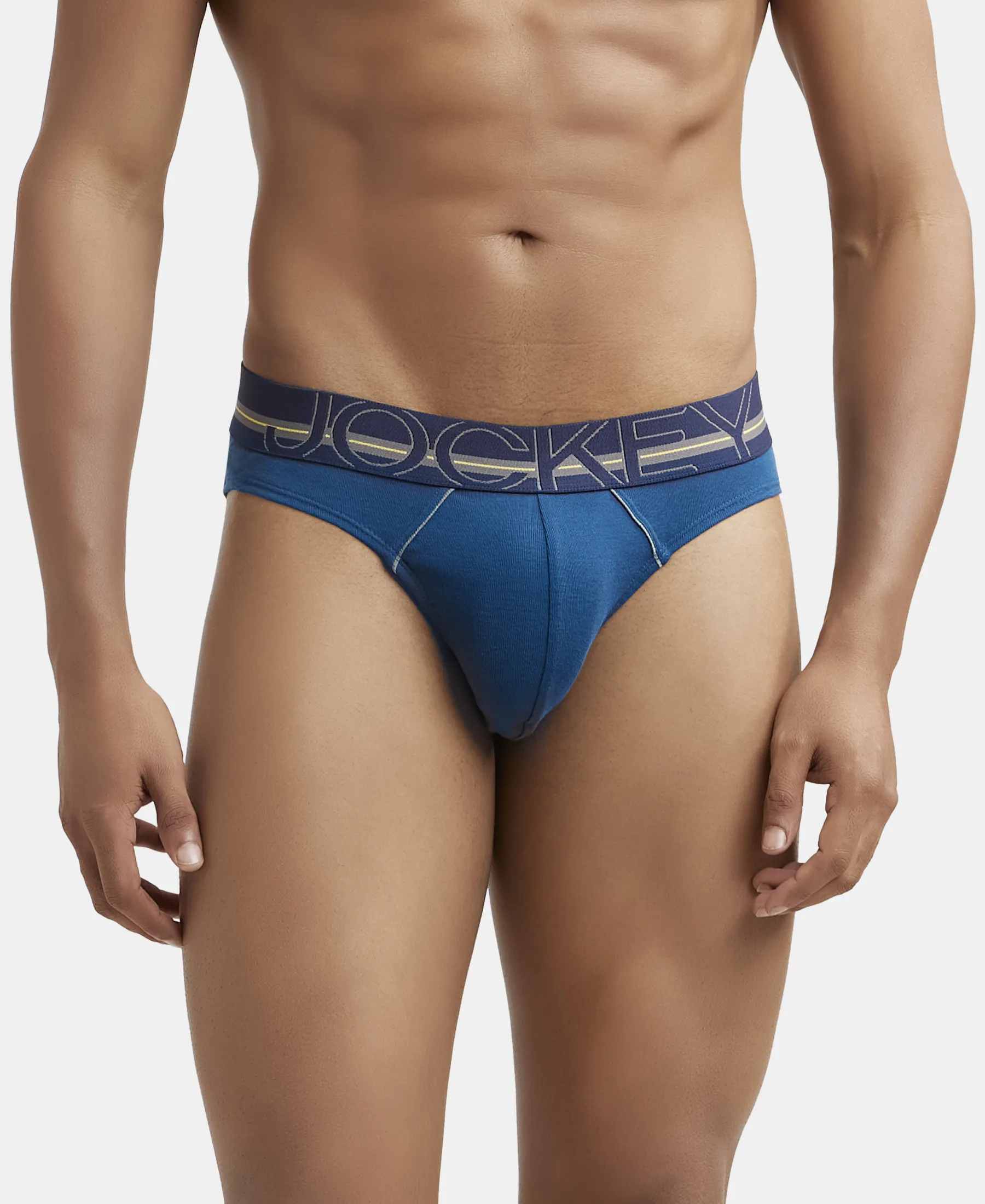 Super Combed Cotton Rib Solid Brief with Ultrasoft Waistband - Poseidon (Pack of 2) - Image 7