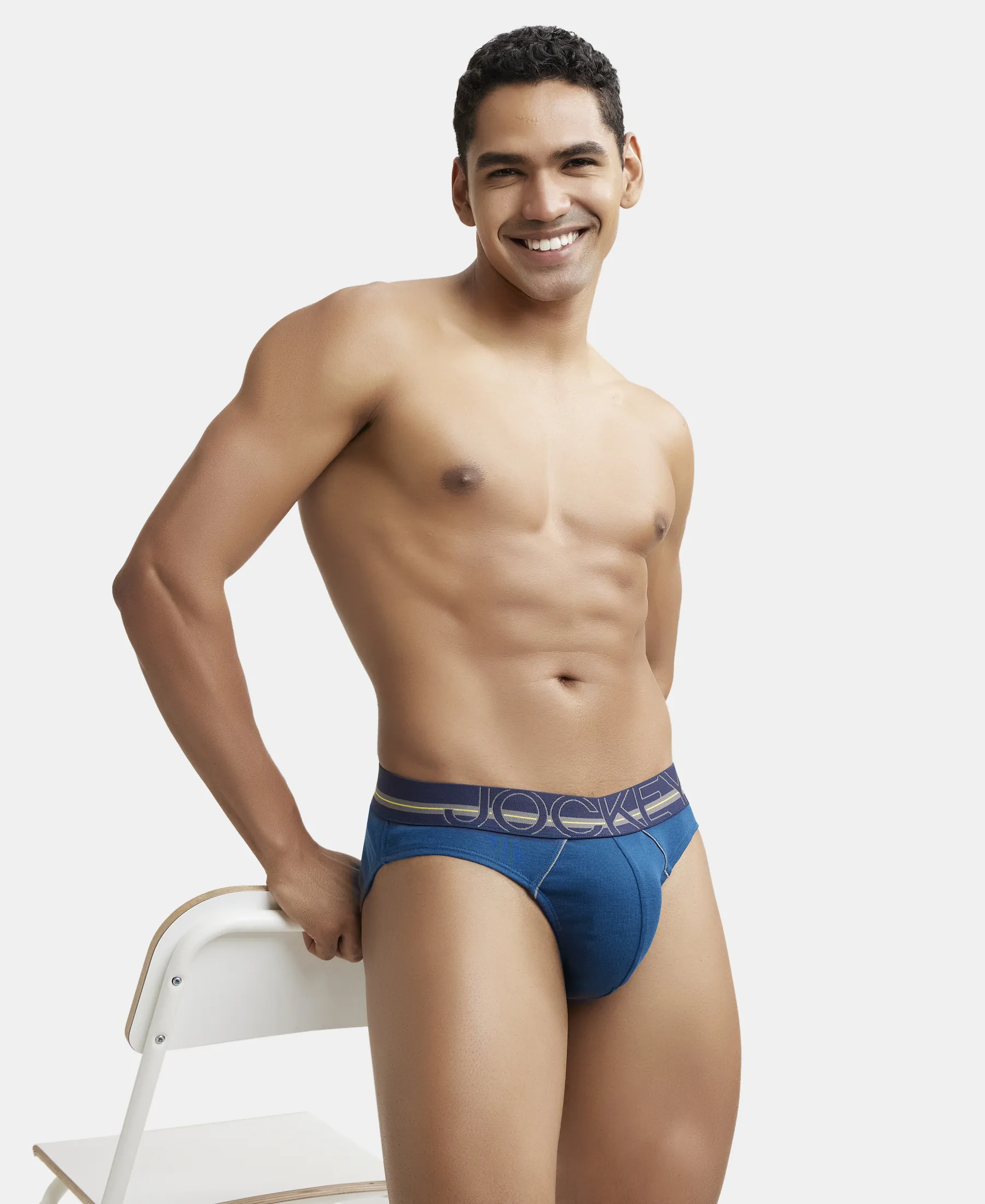 Super Combed Cotton Rib Solid Brief with Ultrasoft Waistband - Poseidon (Pack of 2) - Image 8