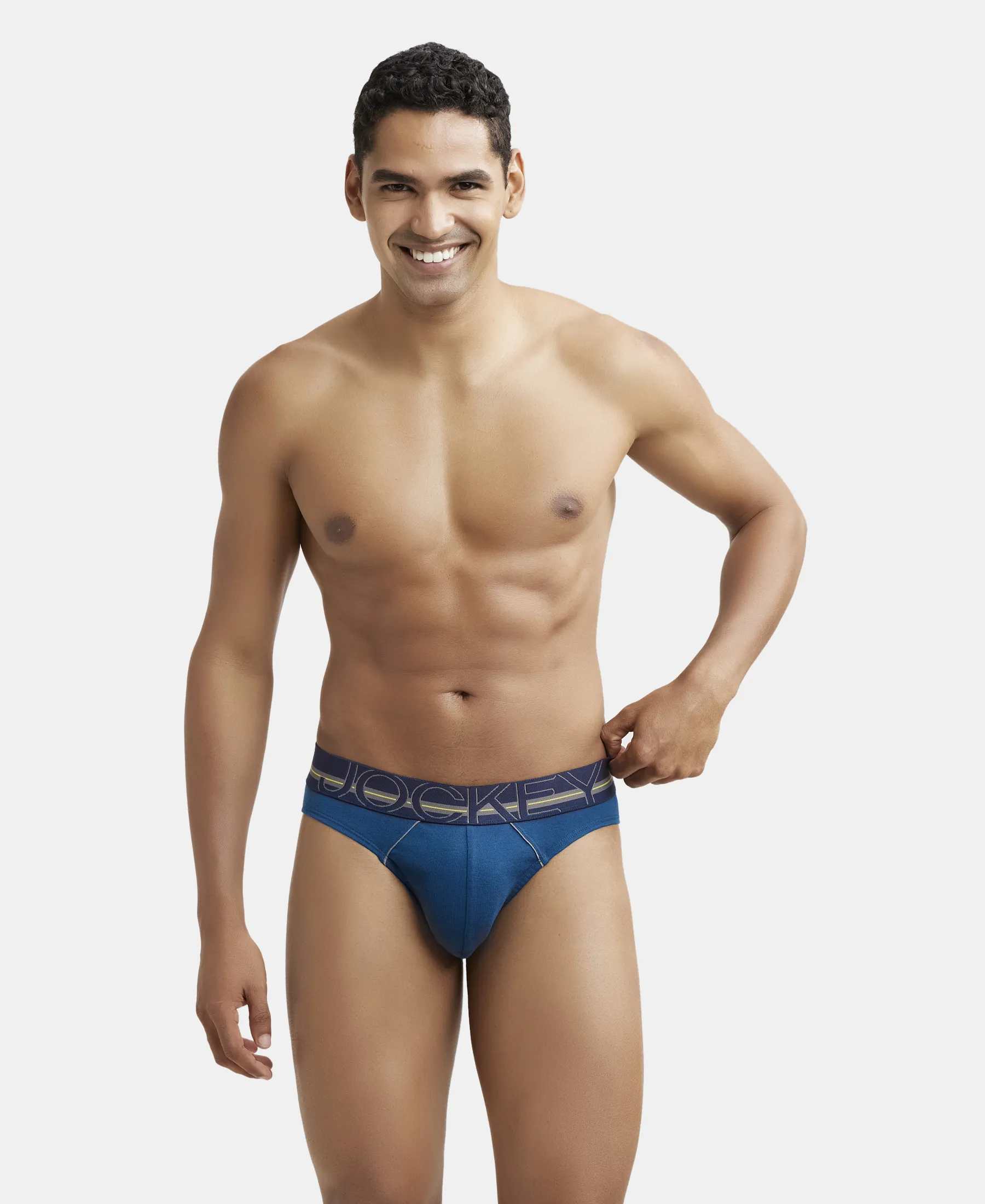 Super Combed Cotton Rib Solid Brief with Ultrasoft Waistband - Poseidon (Pack of 2) - Image 9