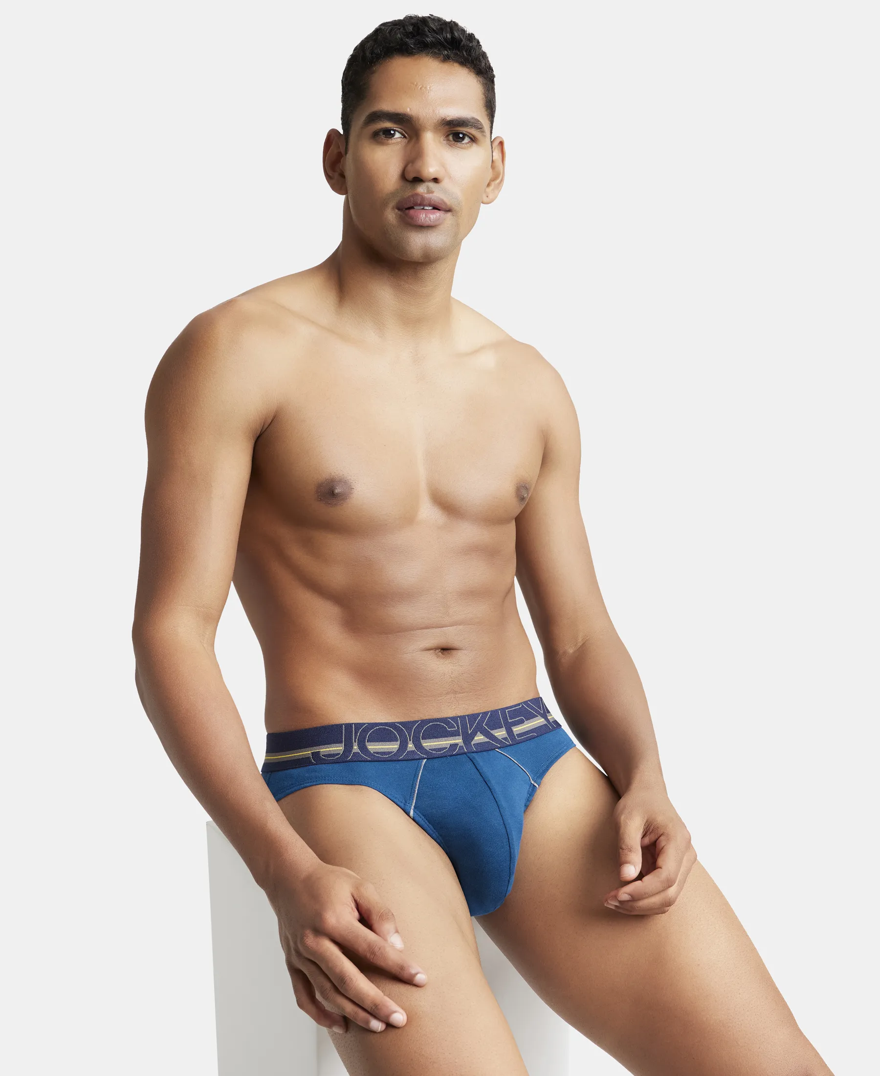 Super Combed Cotton Rib Solid Brief with Ultrasoft Waistband - Poseidon - Image 5