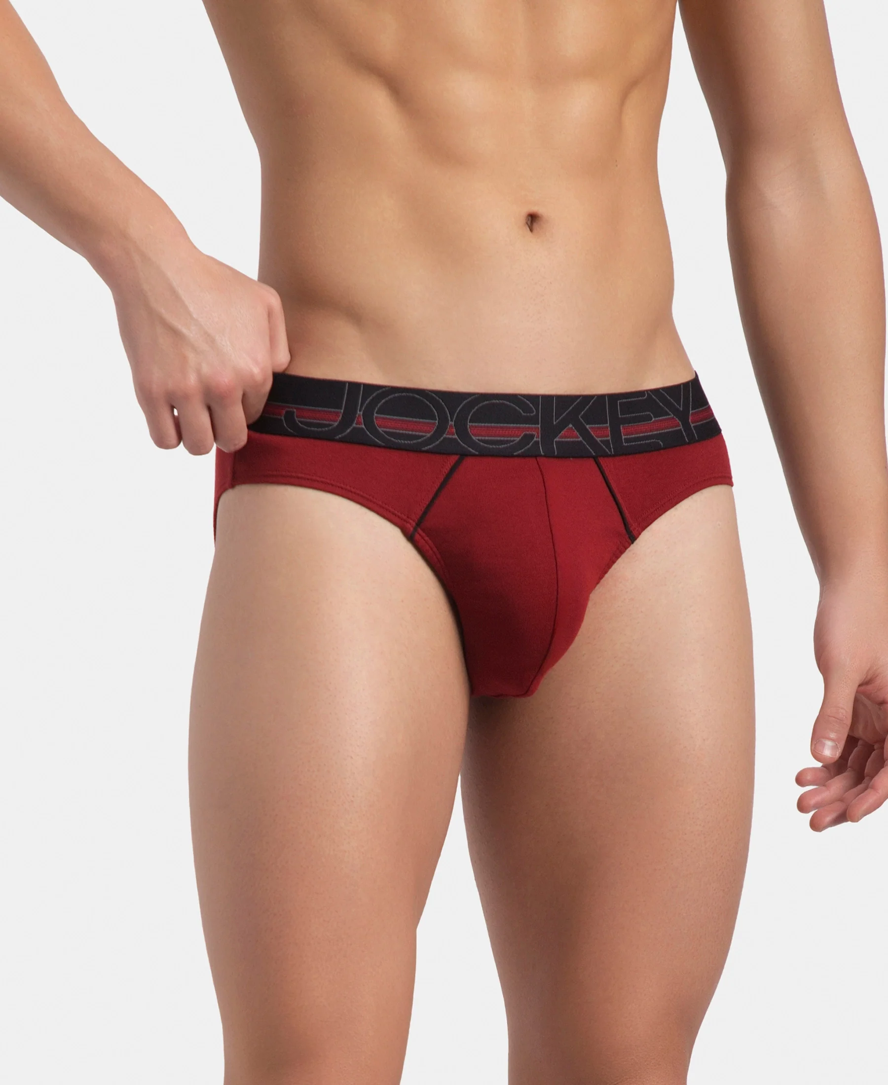 Super Combed Cotton Rib Solid Brief with Ultrasoft Waistband - Sundried Tomato (Pack of 2) - Image 3