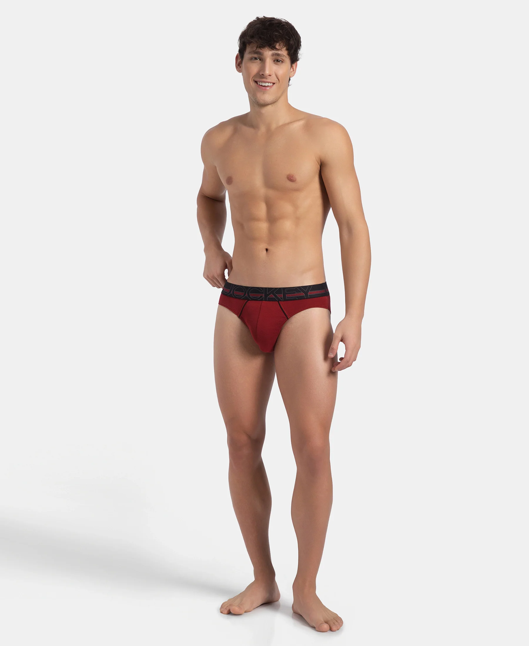 Super Combed Cotton Rib Solid Brief with Ultrasoft Waistband - Sundried Tomato - Image 4