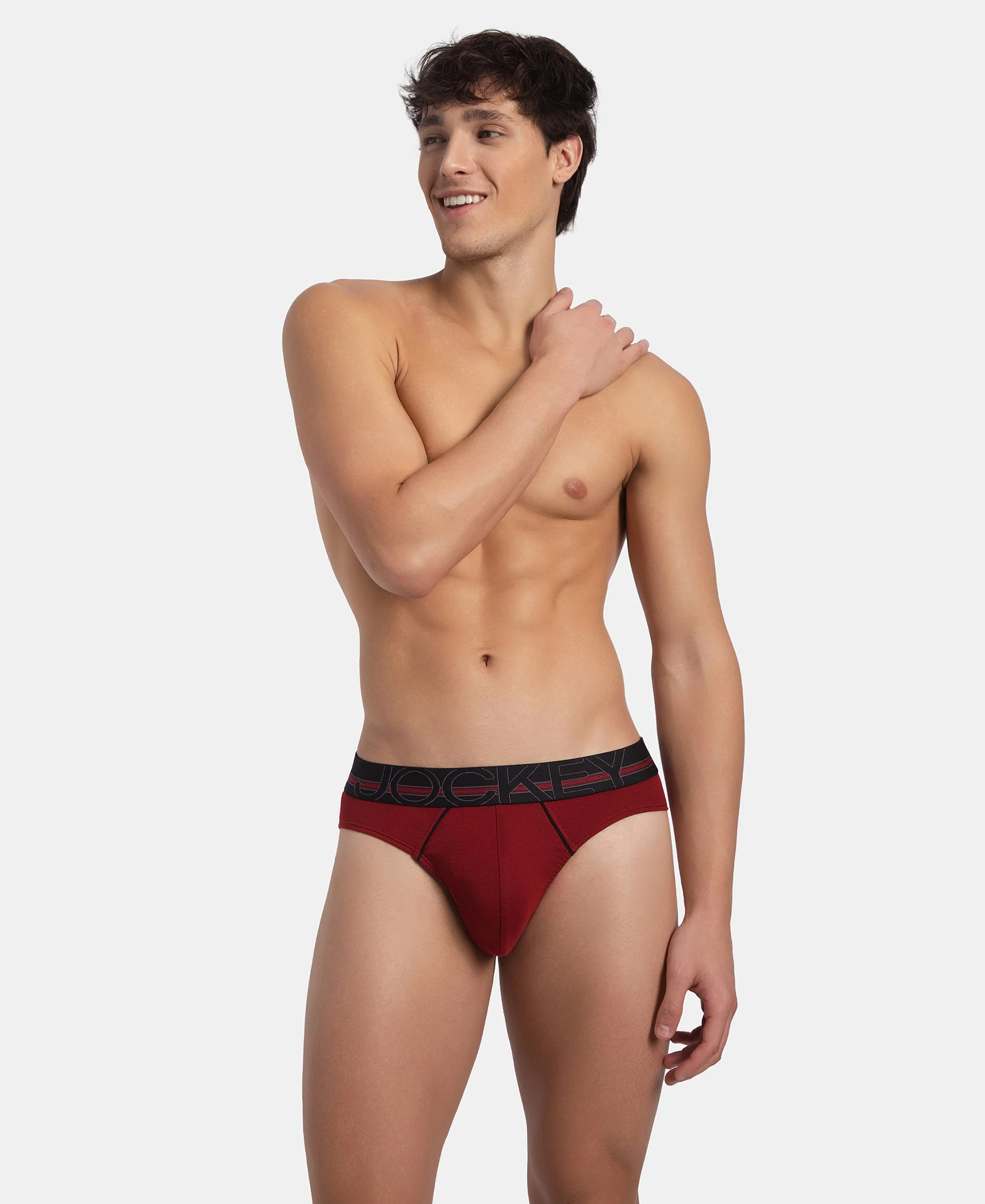 Super Combed Cotton Rib Solid Brief with Ultrasoft Waistband - Sundried Tomato - Image 5