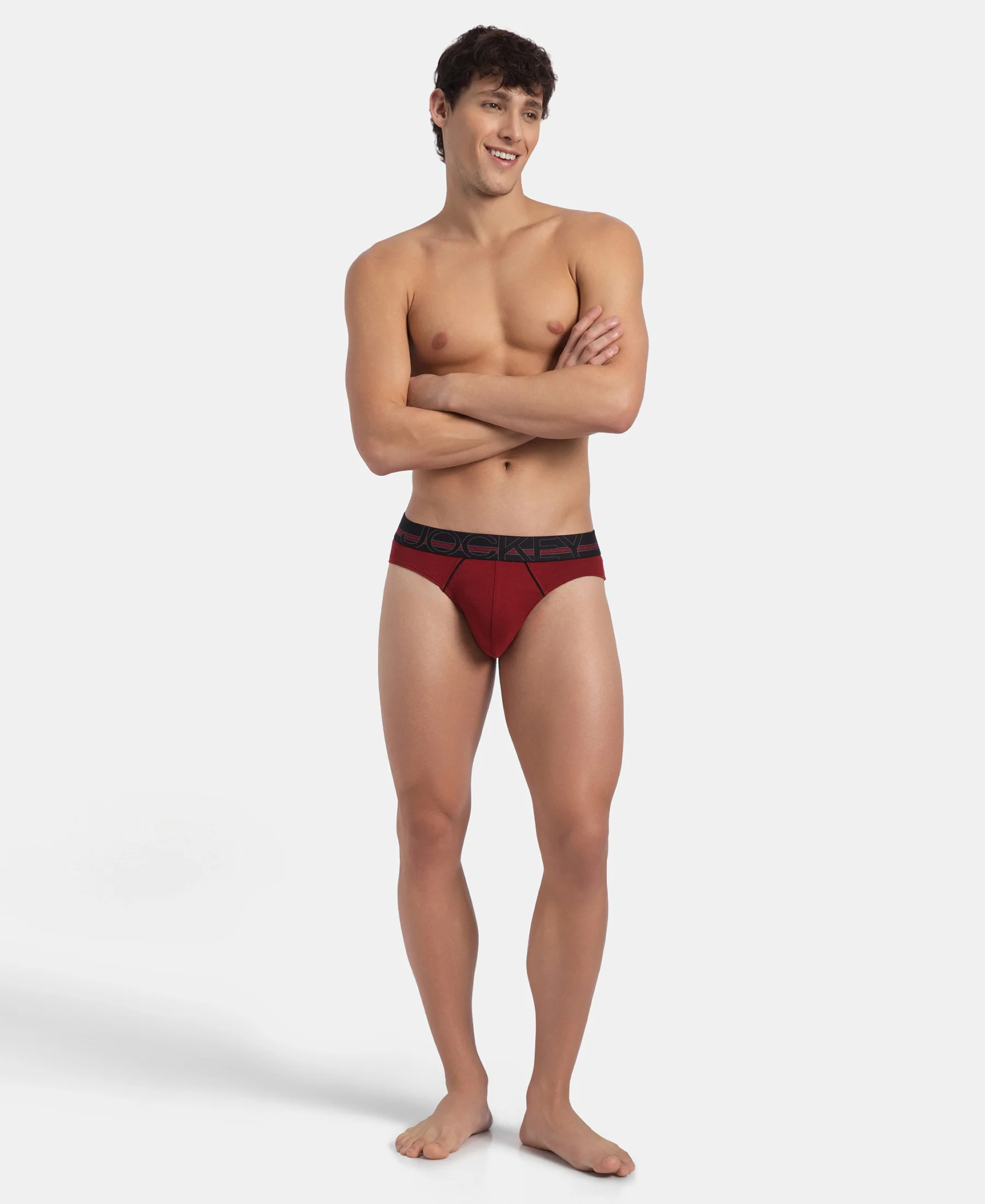 Super Combed Cotton Rib Solid Brief with Ultrasoft Waistband - Sundried Tomato - Image 6