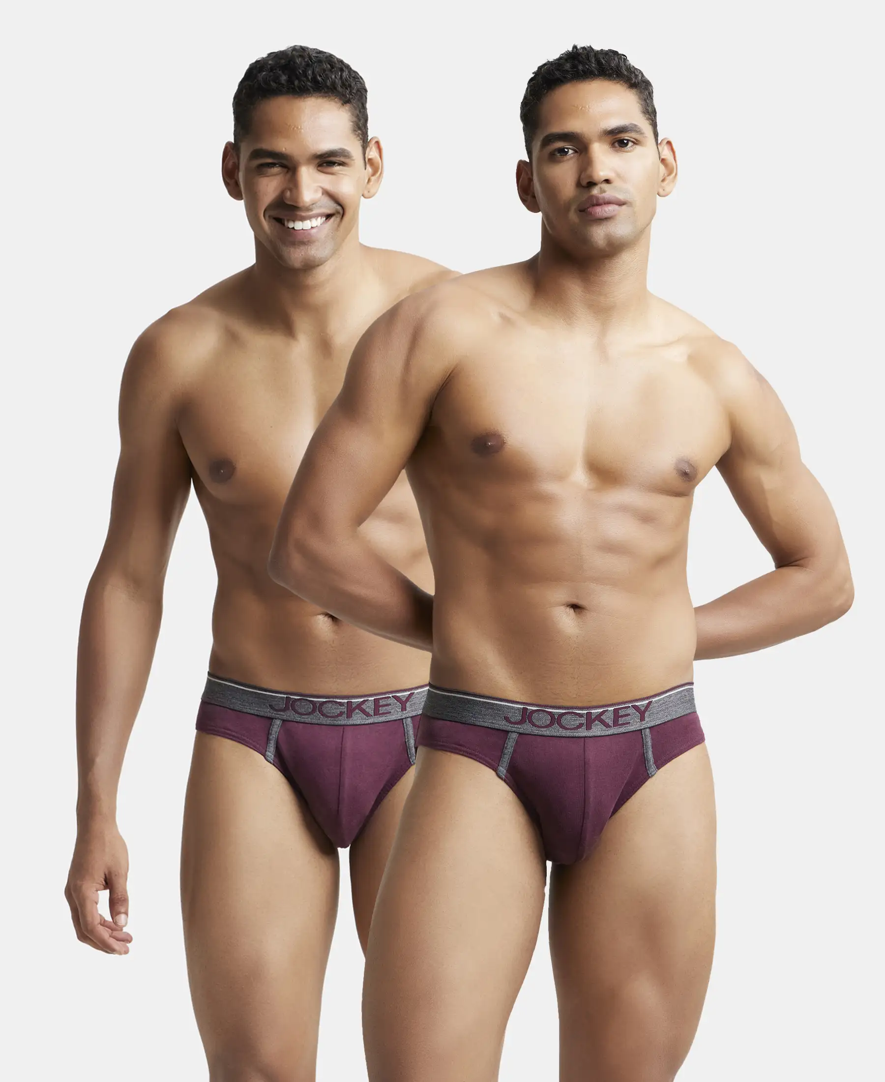 Super Combed Cotton Rib Solid Brief with Ultrasoft Waistband - Wine Tasting (Pack of 2)