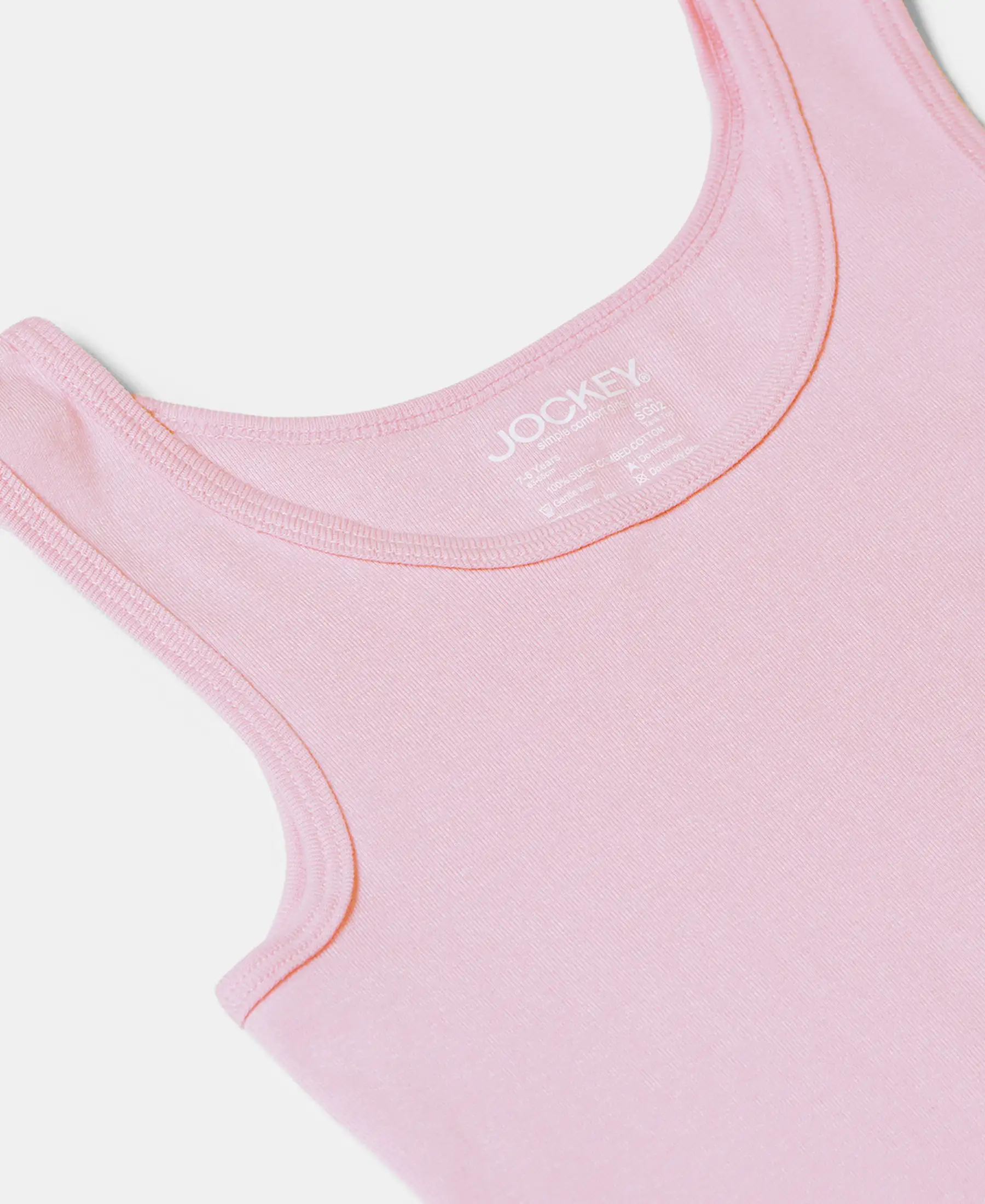 Girl's Super Combed Cotton Rib Solid Inner Tank Top - Sweet Lilac - Image 3
