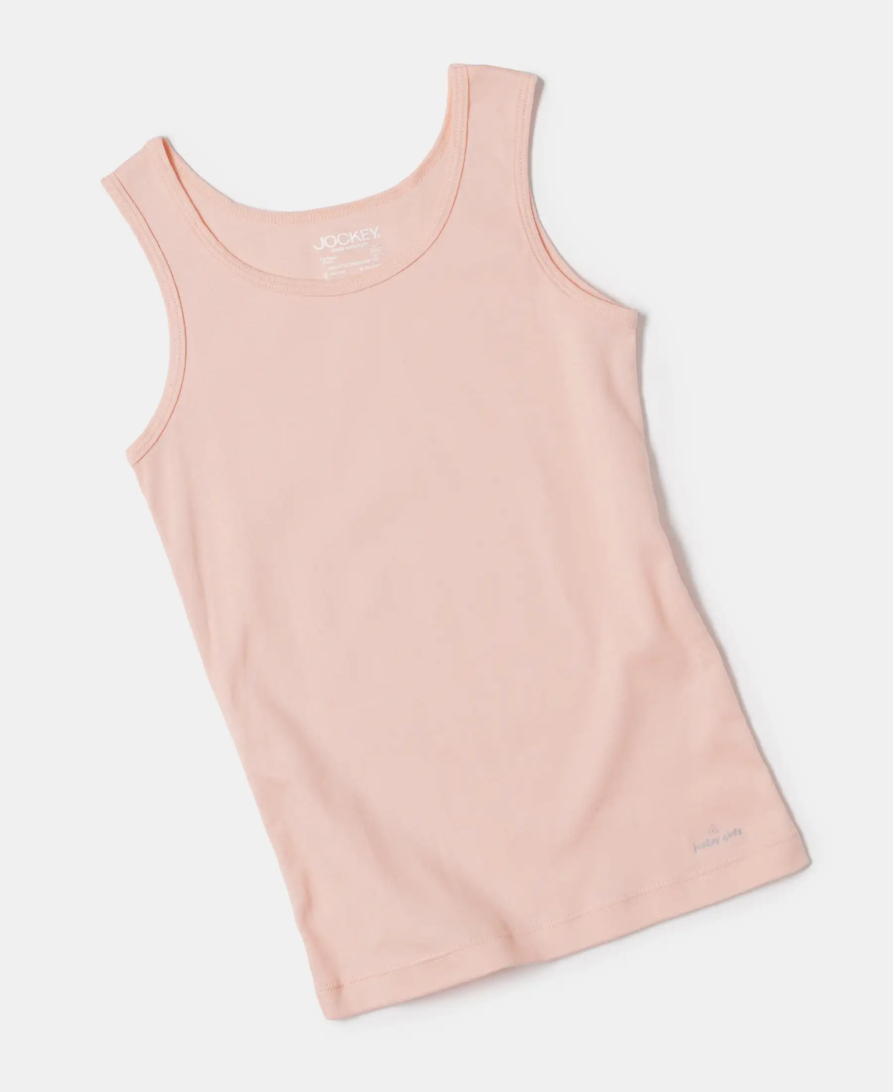 Girl's Super Combed Cotton Rib Solid Inner Tank Top - Tropical Peach - Image 4