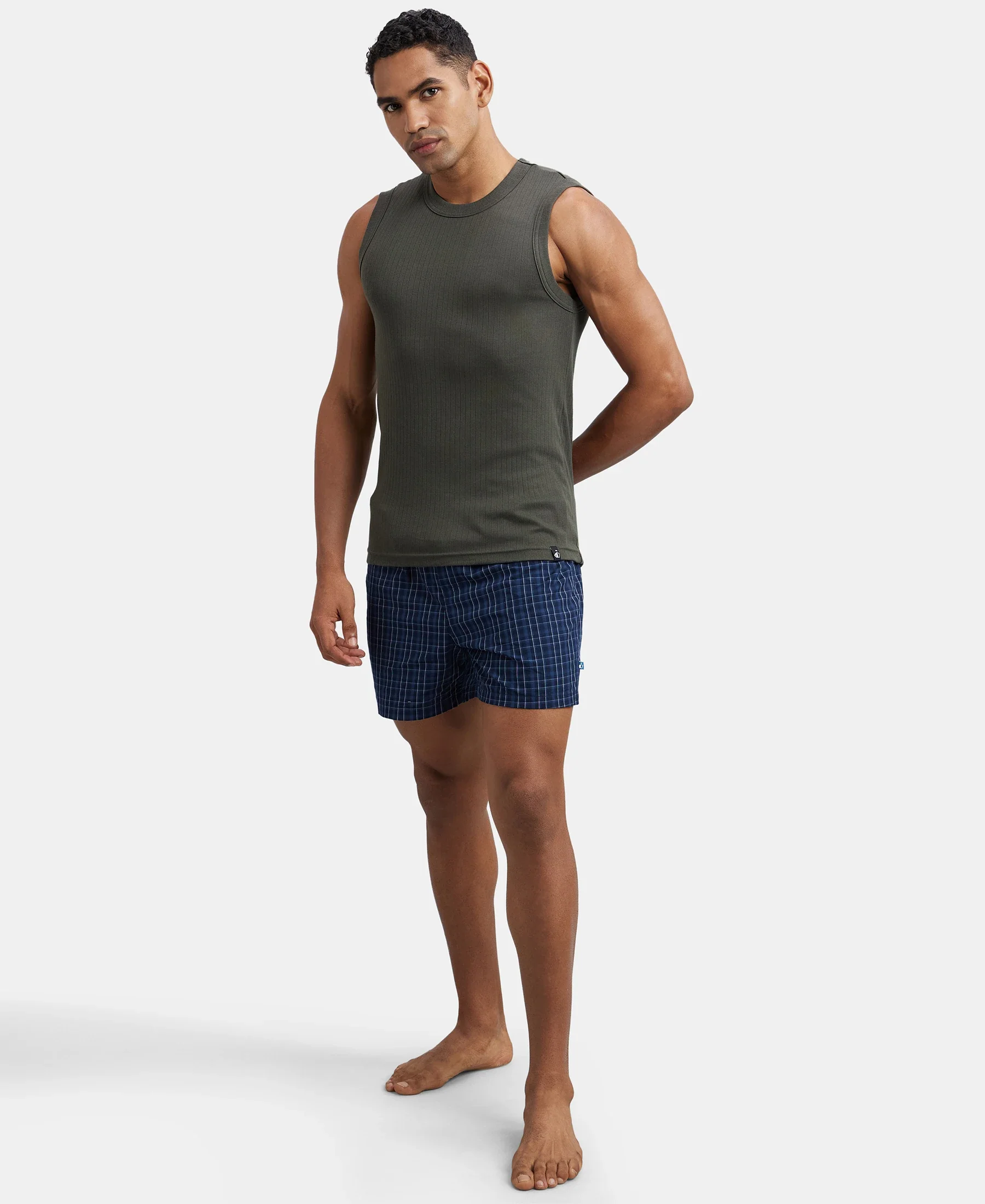Super Combed Cotton Rib Solid Round Neck Muscle Vest - Deep Olive - Image 6