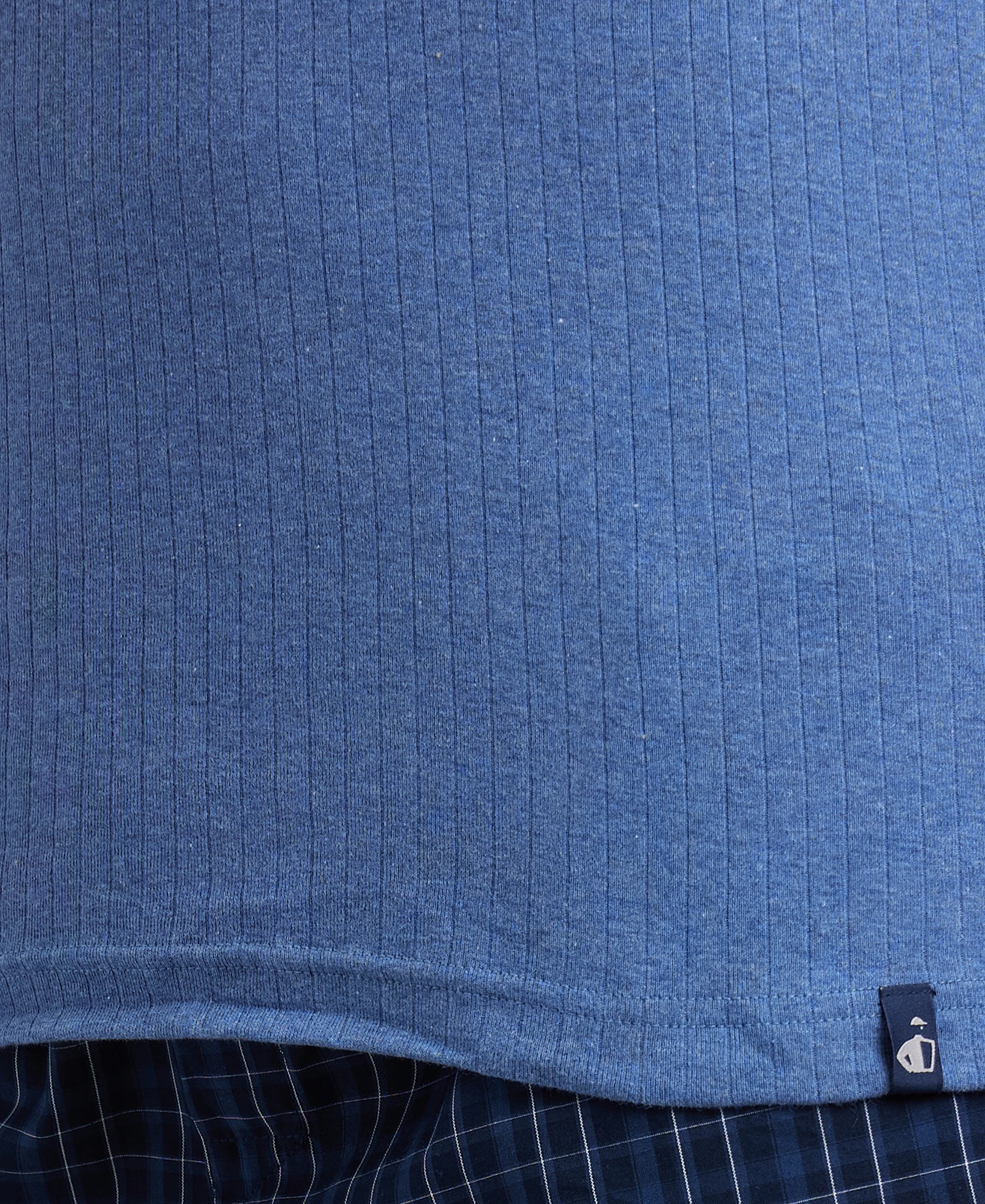 Super Combed Cotton Rib Solid Round Neck Muscle Vest - Light Denim Melange - Image 7