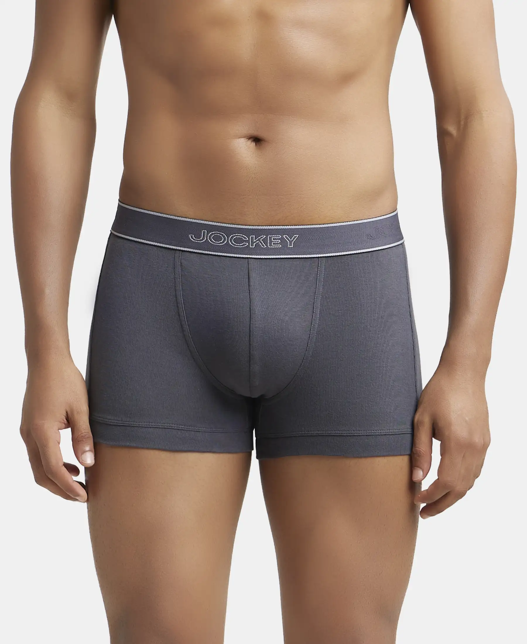 Super Combed Cotton Rib Solid Trunk with StayFresh Treatment - Asphalt (Pack of 2) - Image 2