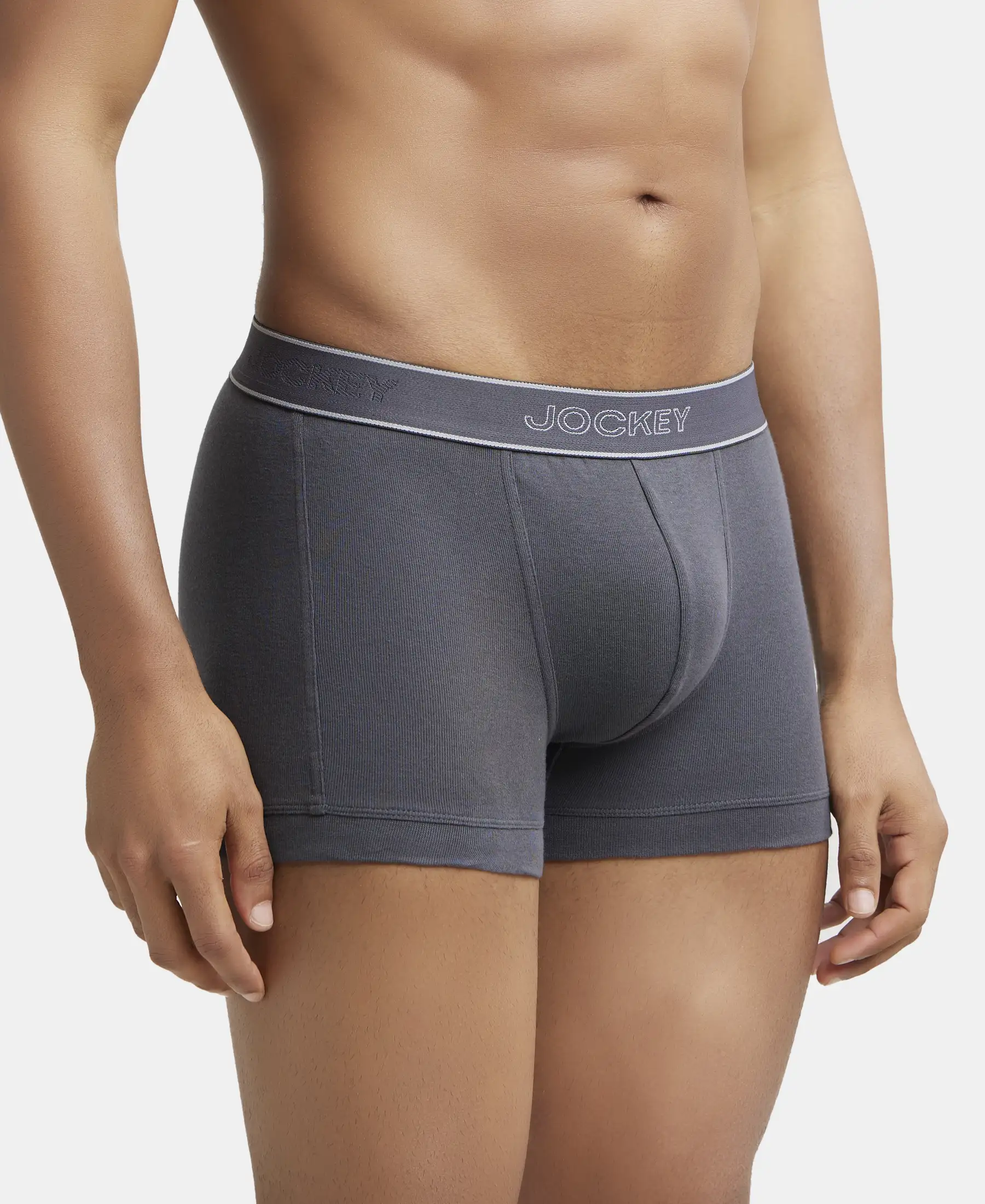 Super Combed Cotton Rib Solid Trunk with StayFresh Treatment - Asphalt (Pack of 2) - Image 3