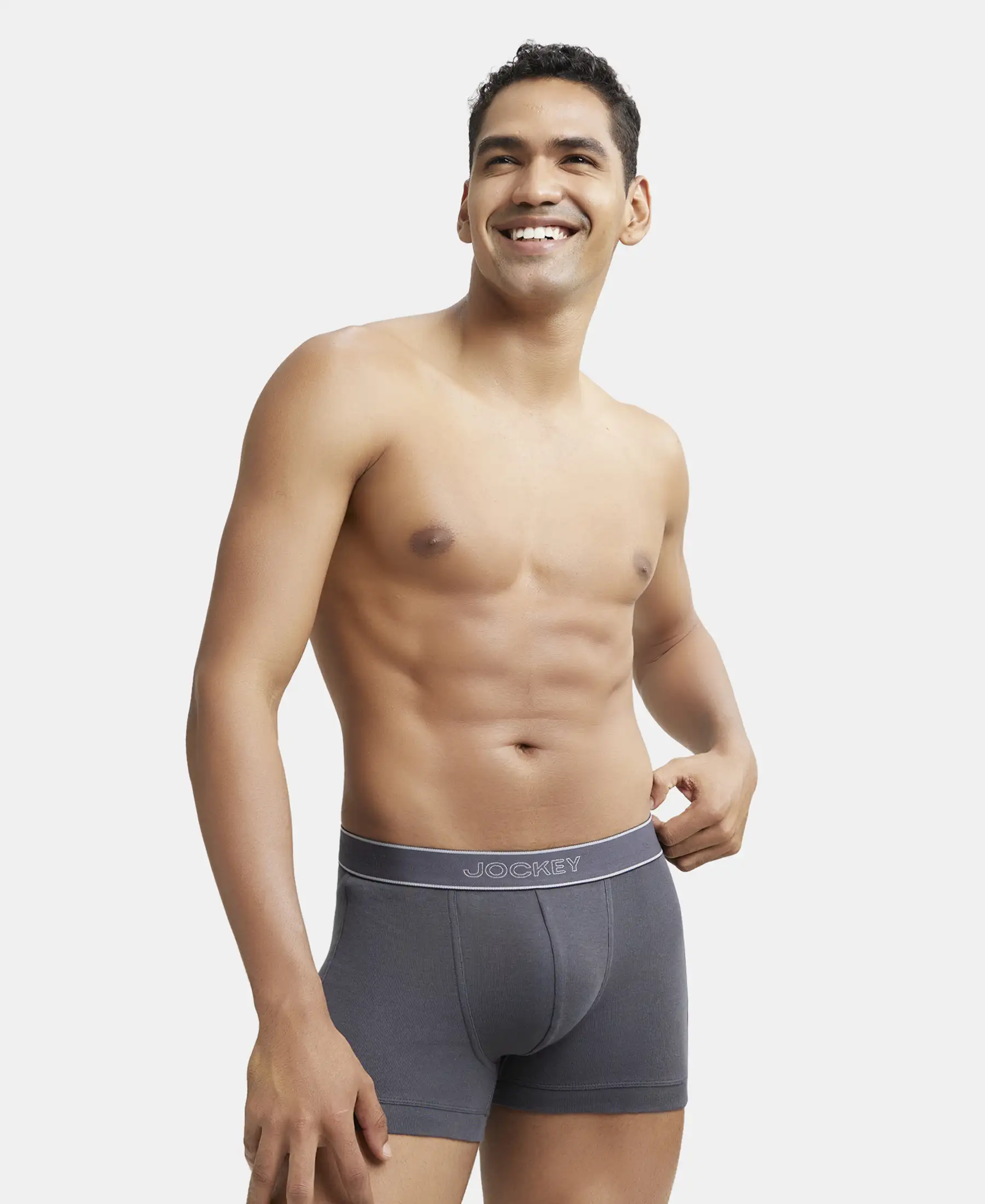Super Combed Cotton Rib Solid Trunk with StayFresh Treatment - Asphalt (Pack of 2) - Image 7