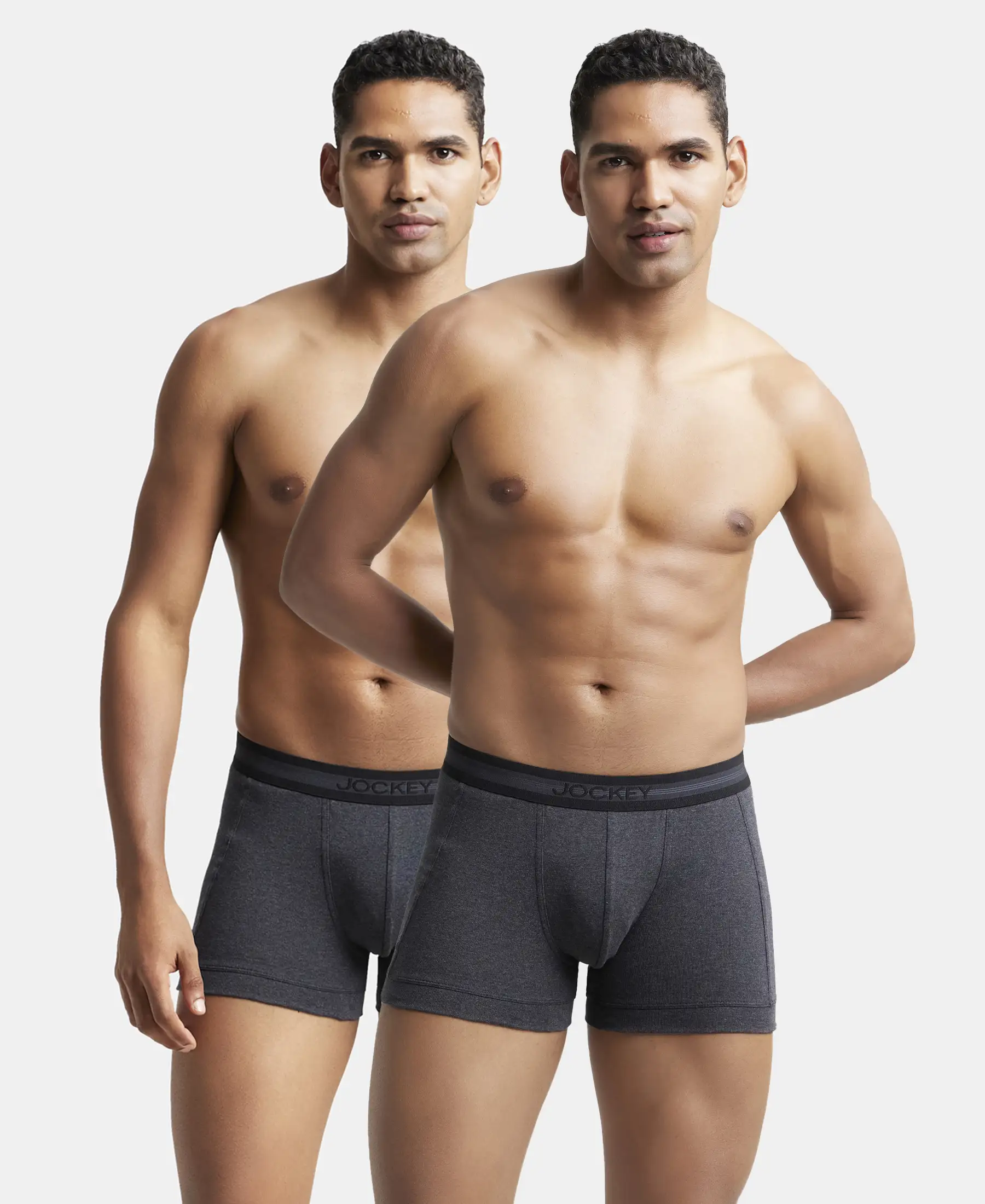Super Combed Cotton Rib Solid Trunk with StayFresh Treatment - Black Melange (Pack of 2) - Image 5
