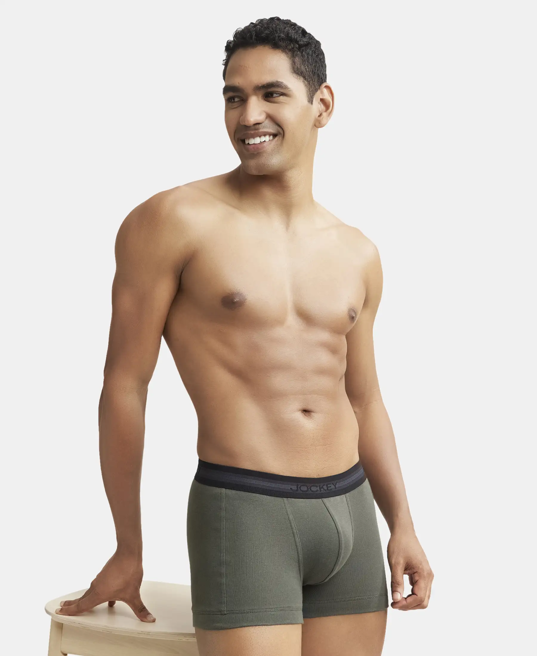 Super Combed Cotton Rib Solid Trunk with StayFresh Treatment - Deep Olive - Image 5