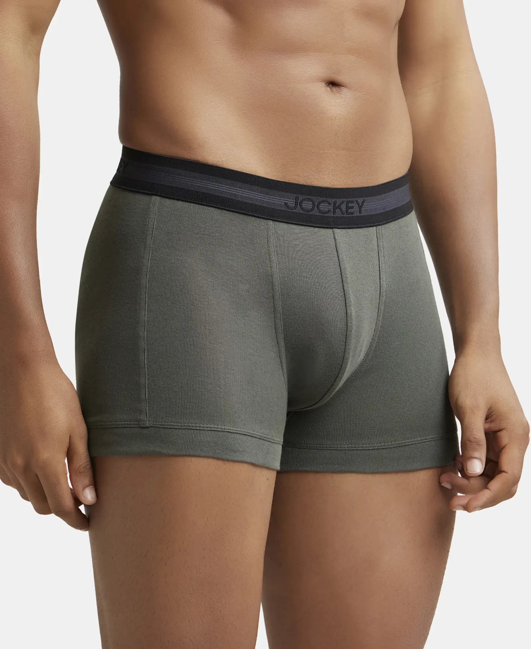 Super Combed Cotton Rib Solid Trunk with StayFresh Treatment - Deep Olive (Pack of 2) - Image 2