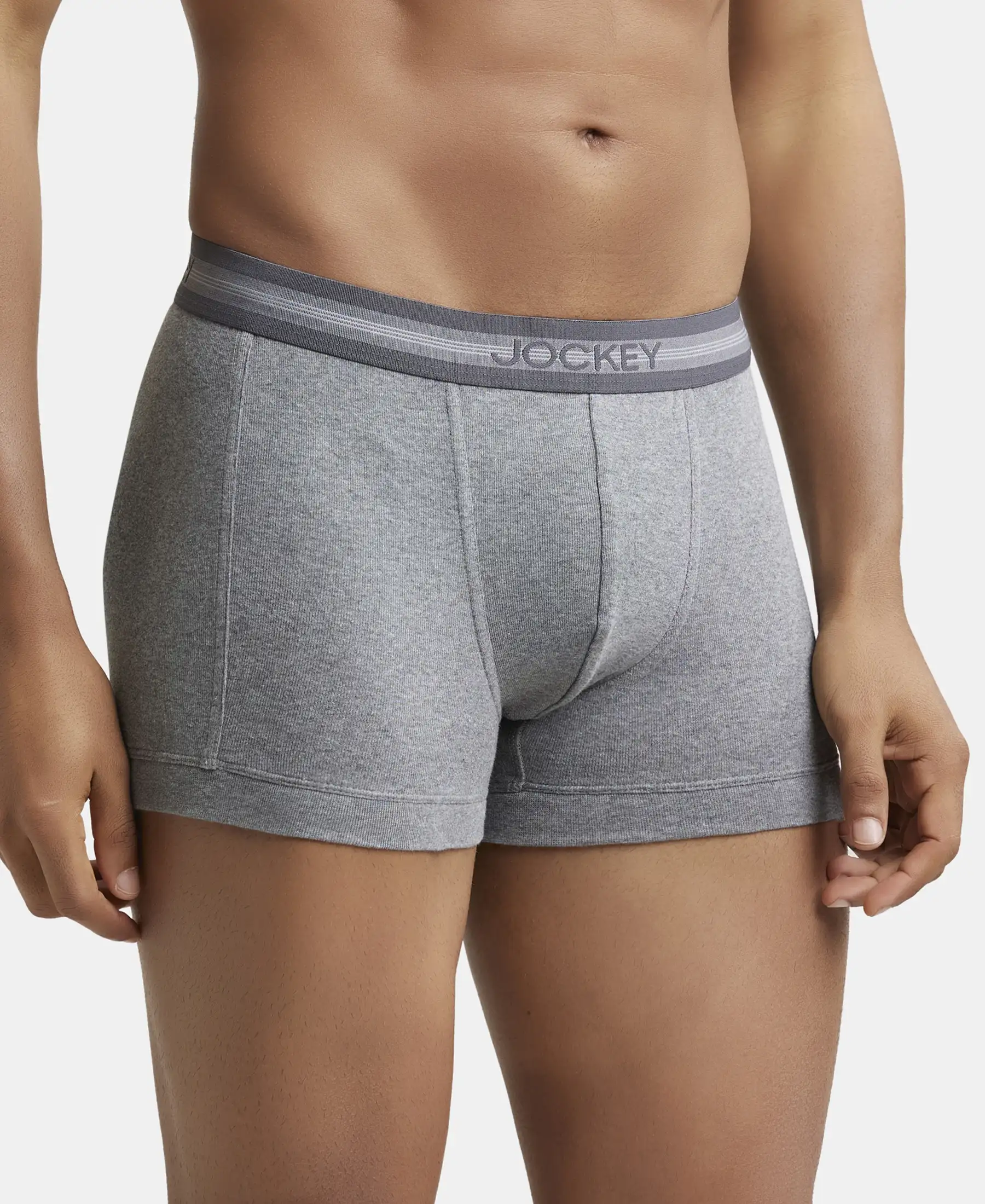 Super Combed Cotton Rib Solid Trunk with StayFresh Treatment - Mid Grey Melange - Image 2