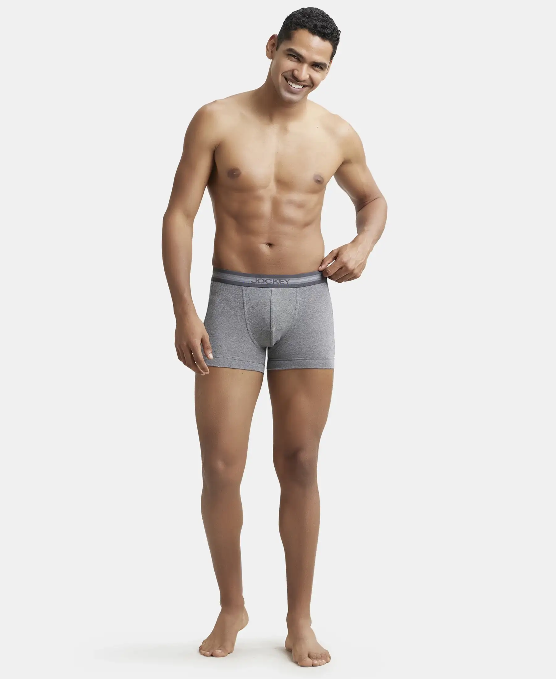 Super Combed Cotton Rib Solid Trunk with StayFresh Treatment - Mid Grey Melange - Image 4