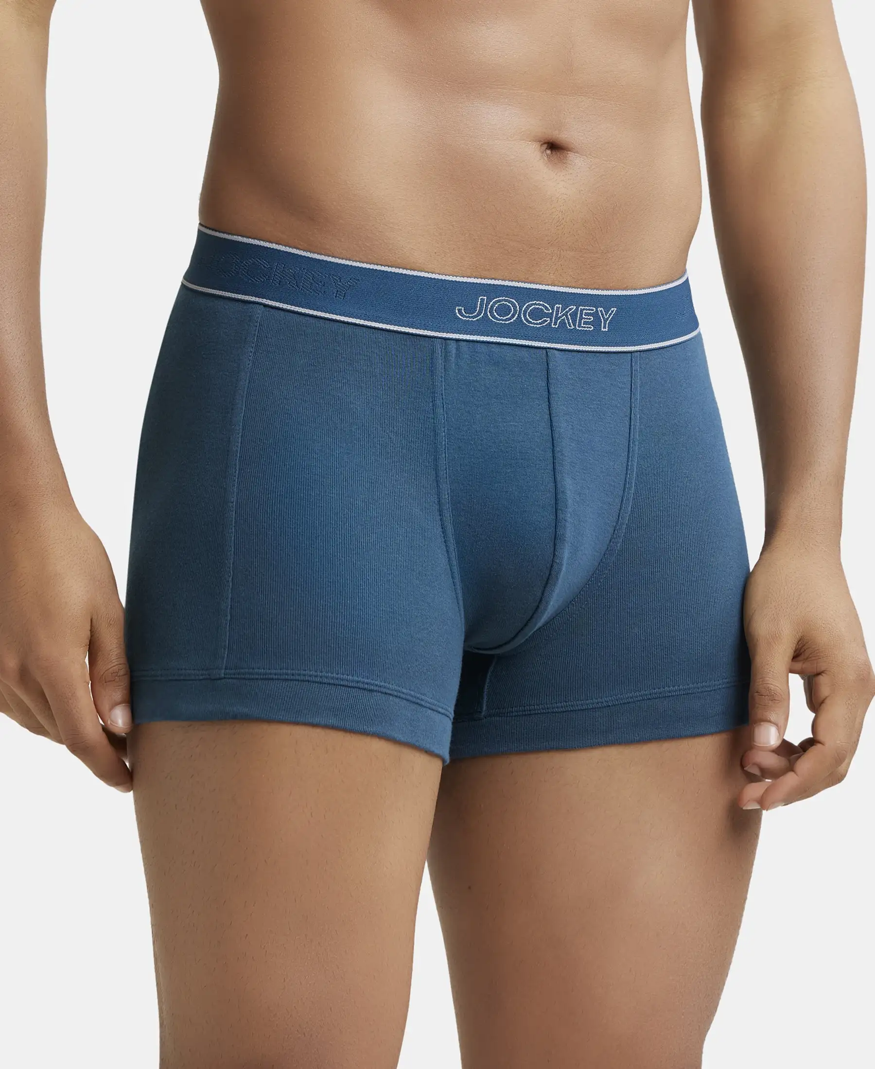 Super Combed Cotton Rib Solid Trunk with StayFresh Treatment - Reflecting Pond (Pack of 2) - Image 2