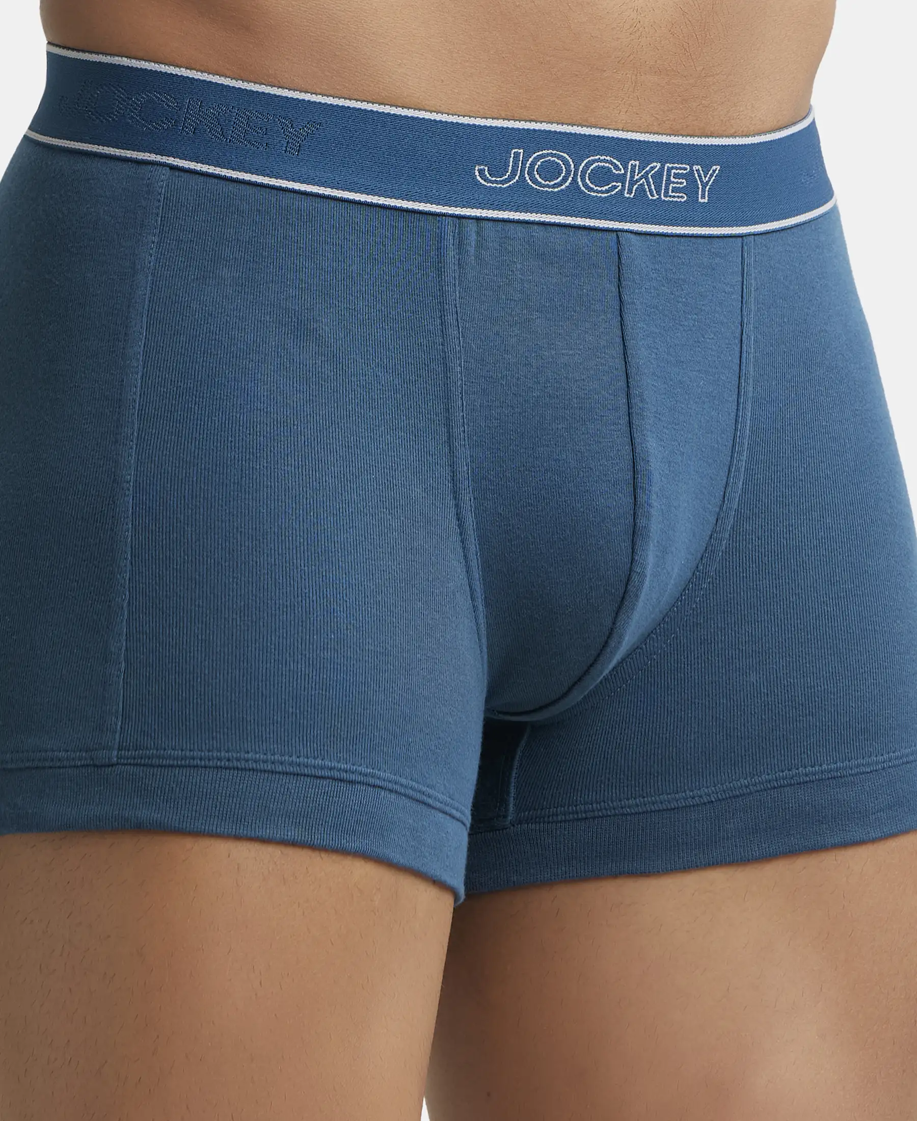 Super Combed Cotton Rib Solid Trunk with StayFresh Treatment - Reflecting Pond (Pack of 2) - Image 6