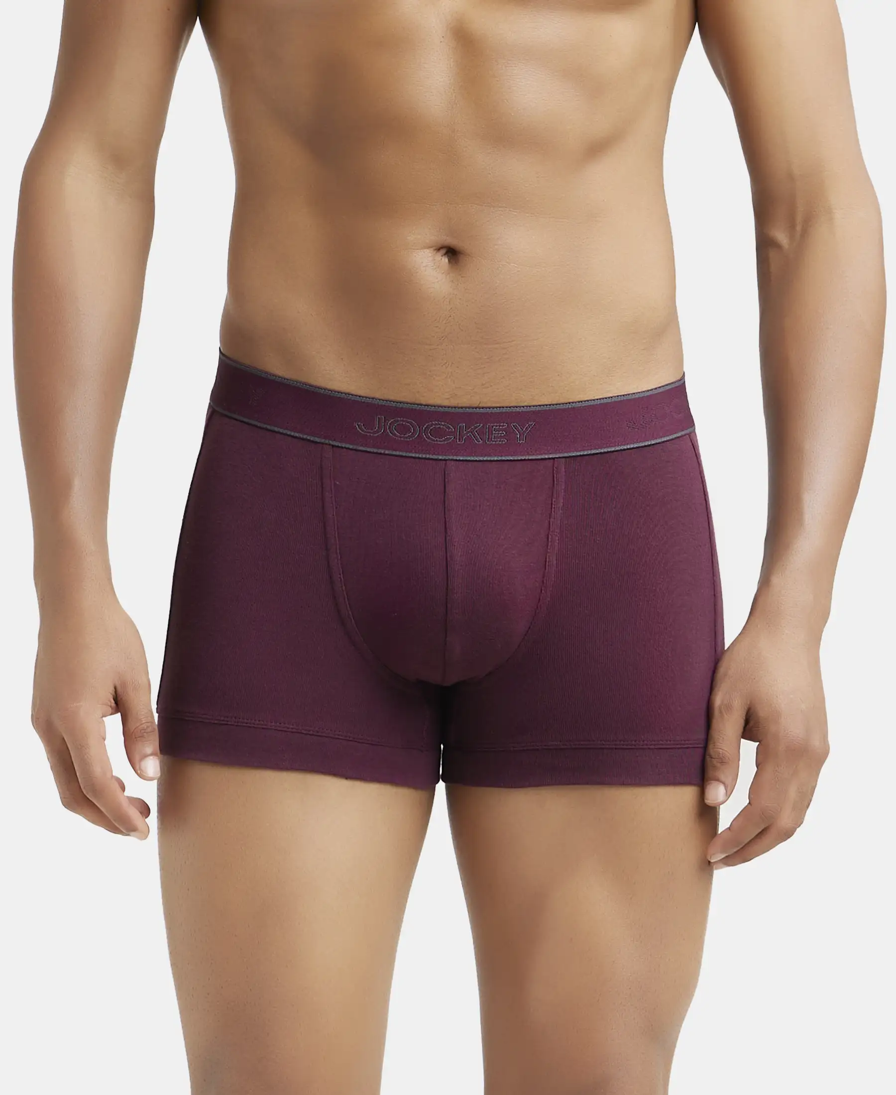 Super Combed Cotton Rib Solid Trunk with StayFresh Treatment - Wine Tasting