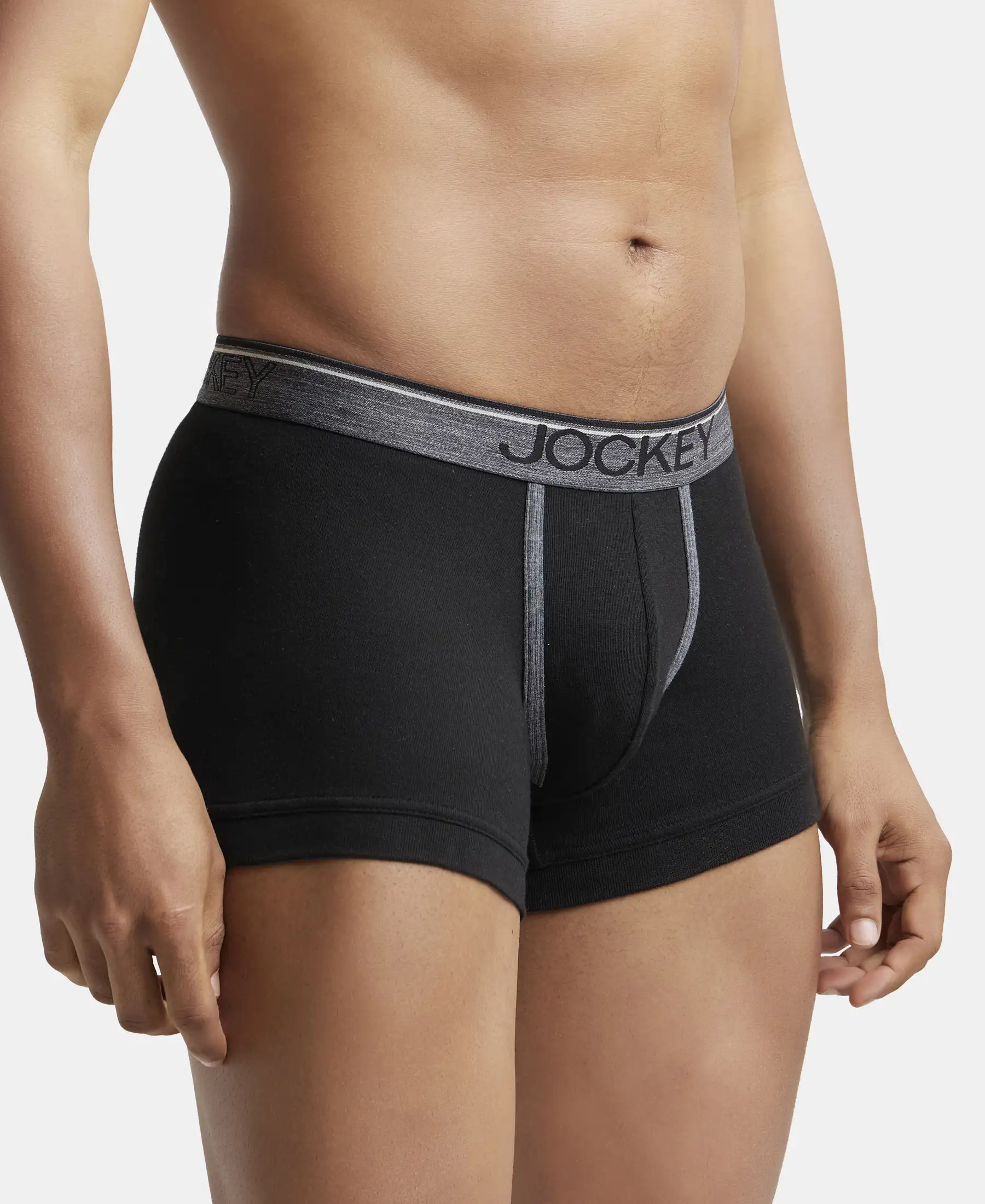 Super Combed Cotton Rib Solid Trunk with Ultrasoft Waistband - Black - Image 2