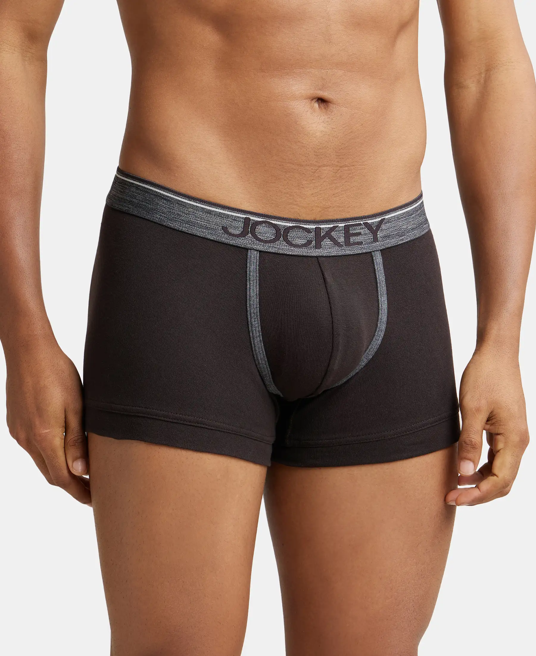 Super Combed Cotton Rib Solid Trunk with Ultrasoft Waistband - Brown (Pack of 2) - Image 2