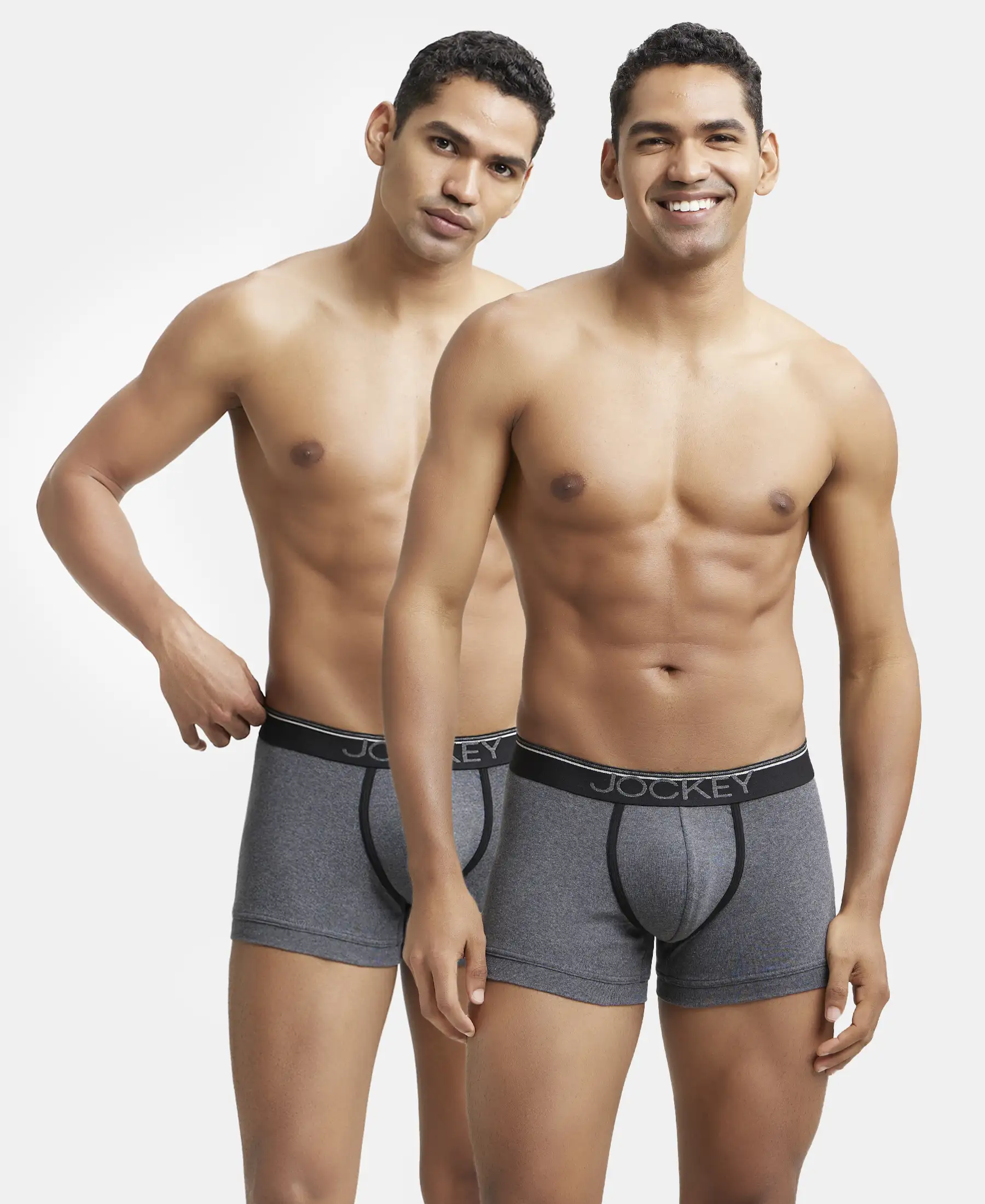 Super Combed Cotton Rib Solid Trunk with Ultrasoft Waistband - Charcoal Melange (Pack of 2)