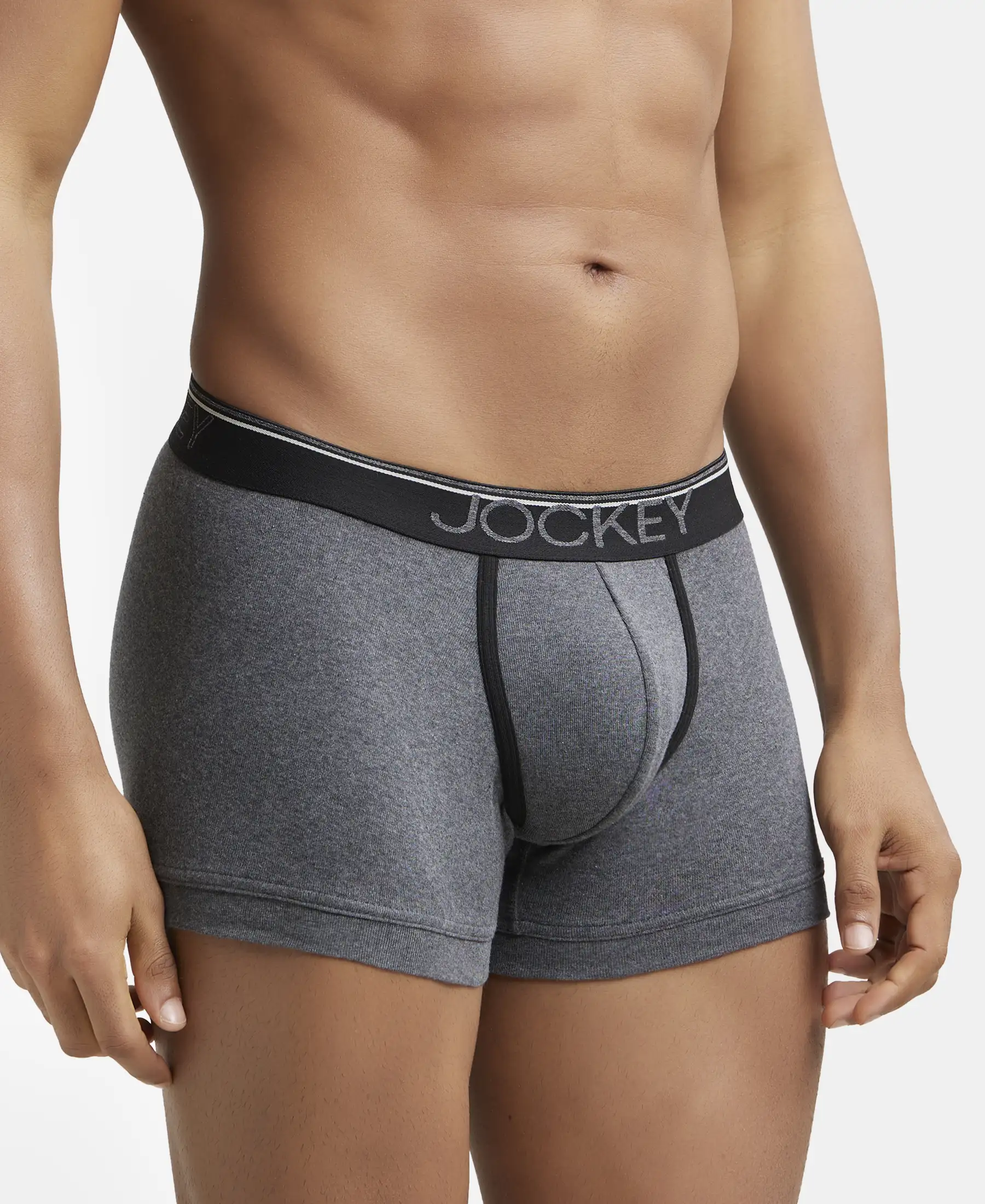 Super Combed Cotton Rib Solid Trunk with Ultrasoft Waistband - Charcoal Melange (Pack of 2) - Image 2