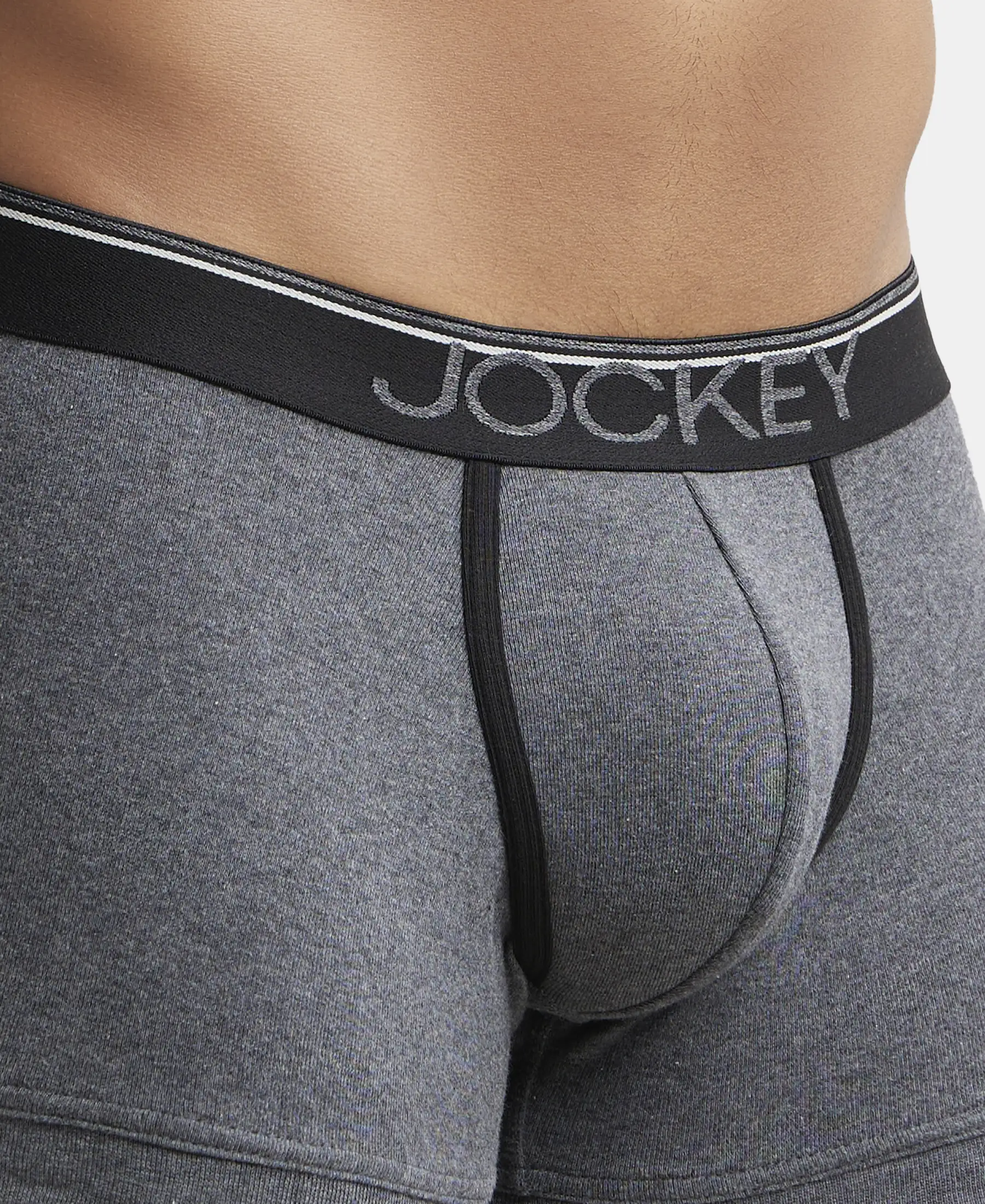 Super Combed Cotton Rib Solid Trunk with Ultrasoft Waistband - Charcoal Melange (Pack of 2) - Image 6