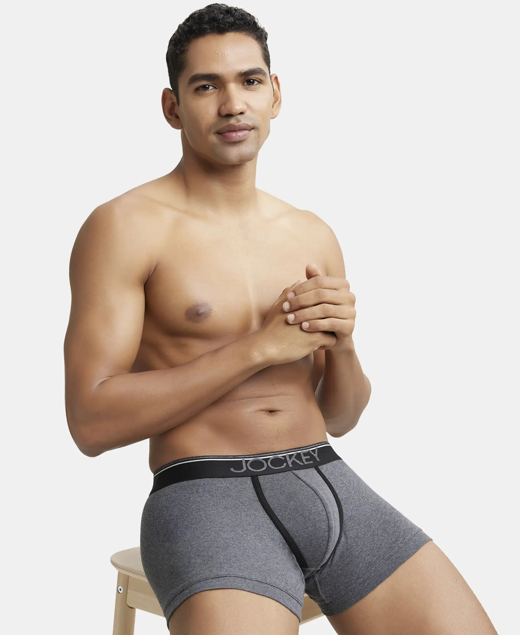 Super Combed Cotton Rib Solid Trunk with Ultrasoft Waistband - Charcoal Melange (Pack of 2) - Image 8