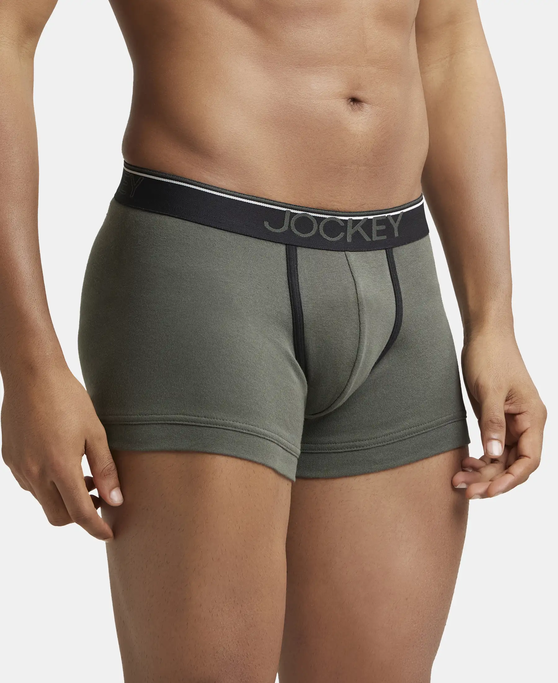 Super Combed Cotton Rib Solid Trunk with Ultrasoft Waistband - Deep Olive - Image 2