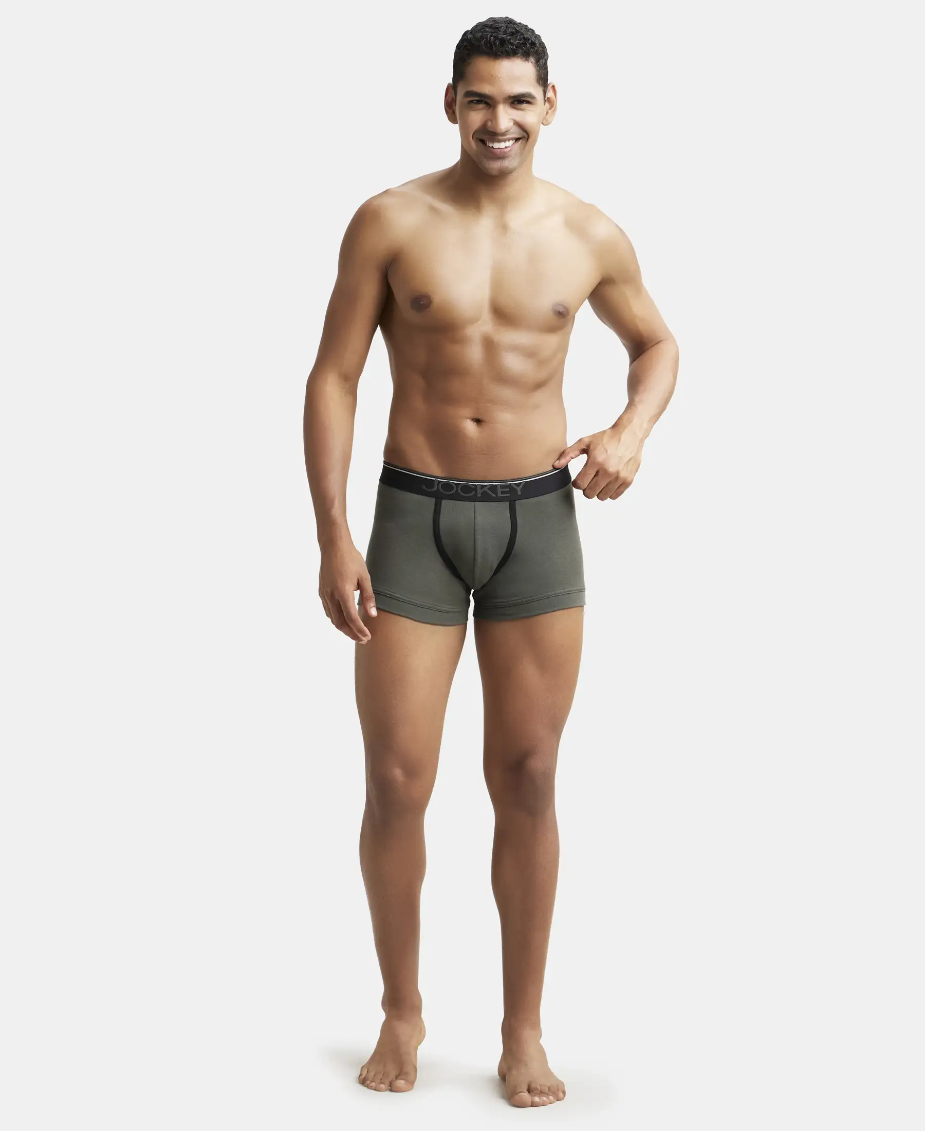 Super Combed Cotton Rib Solid Trunk with Ultrasoft Waistband - Deep Olive - Image 4