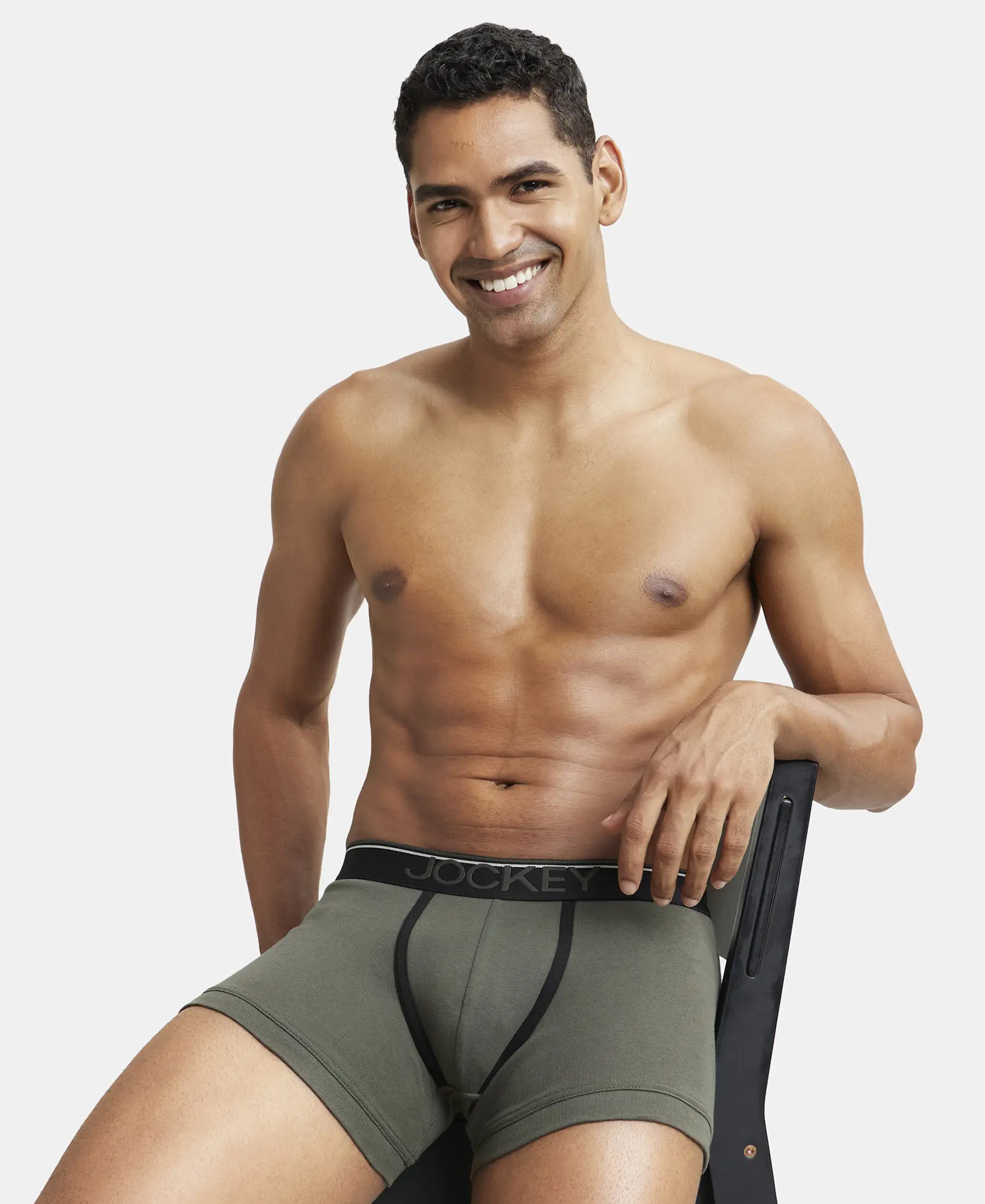 Super Combed Cotton Rib Solid Trunk with Ultrasoft Waistband - Deep Olive - Image 5